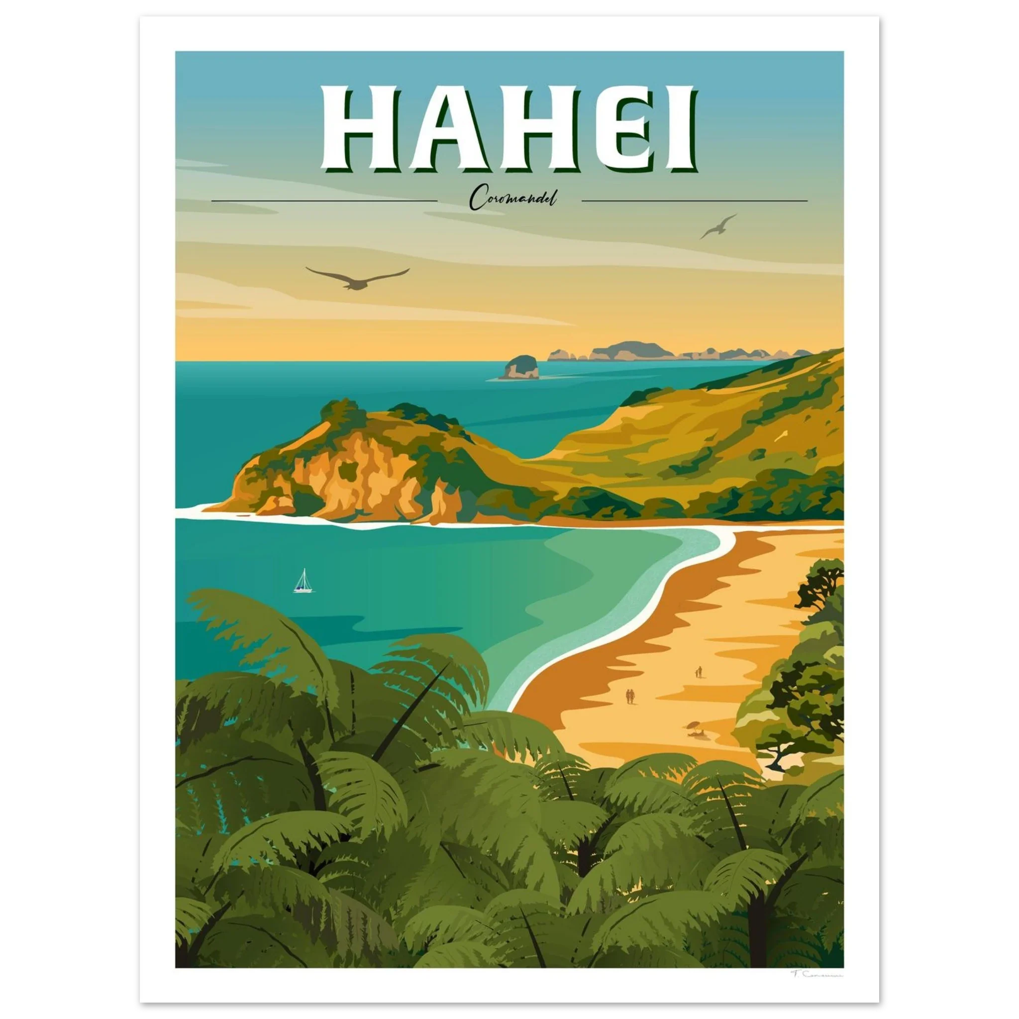 Hahei - Coromandel New Zealand Travel Poster