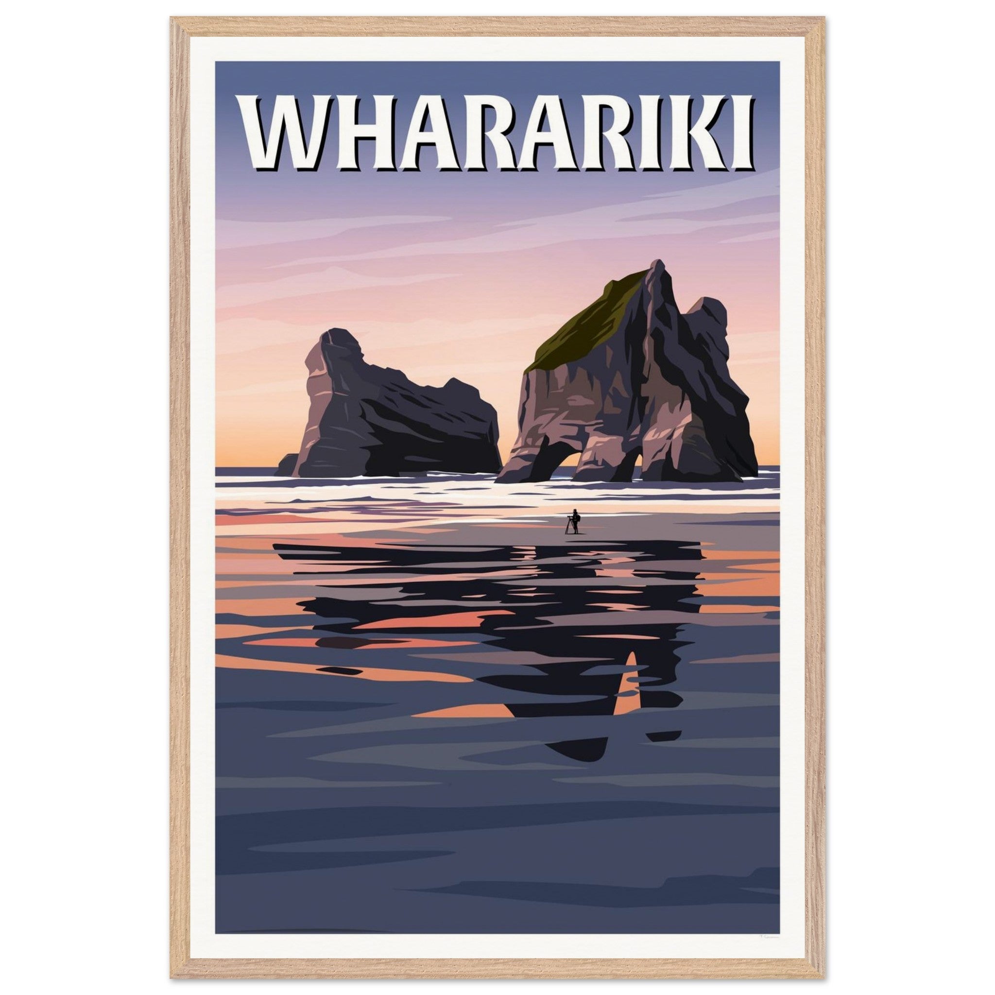 Wharariki Sunset Travel Poster, New Zealand