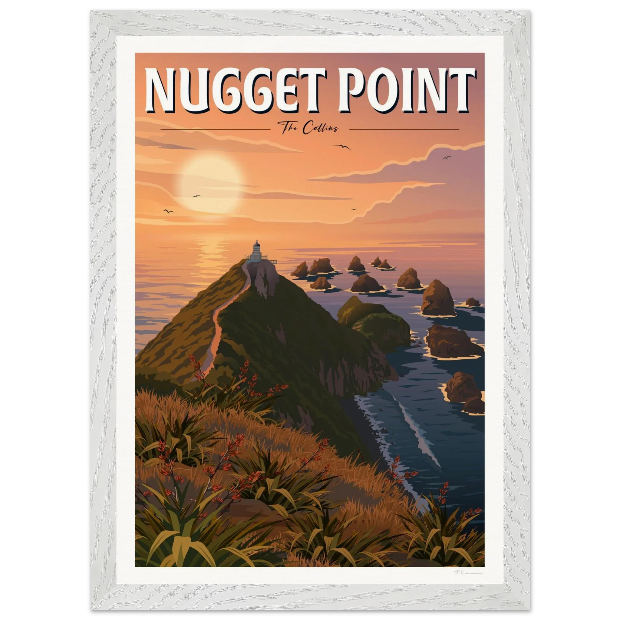 Nugget Point Travel Poster, Otago, New Zealand