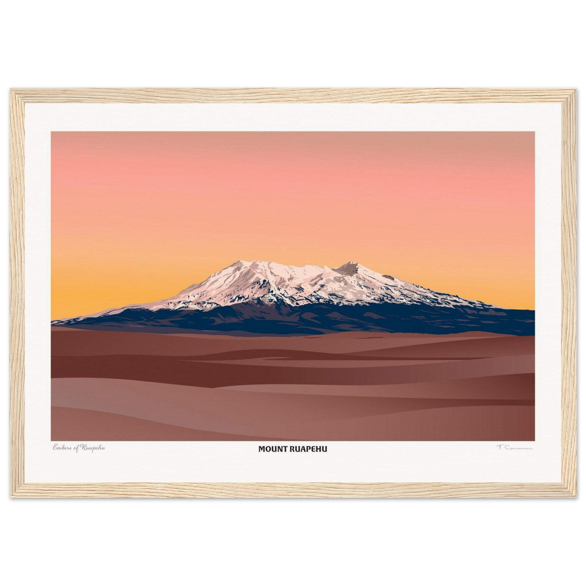 Mount Ruapehu Travel Poster, New Zealand