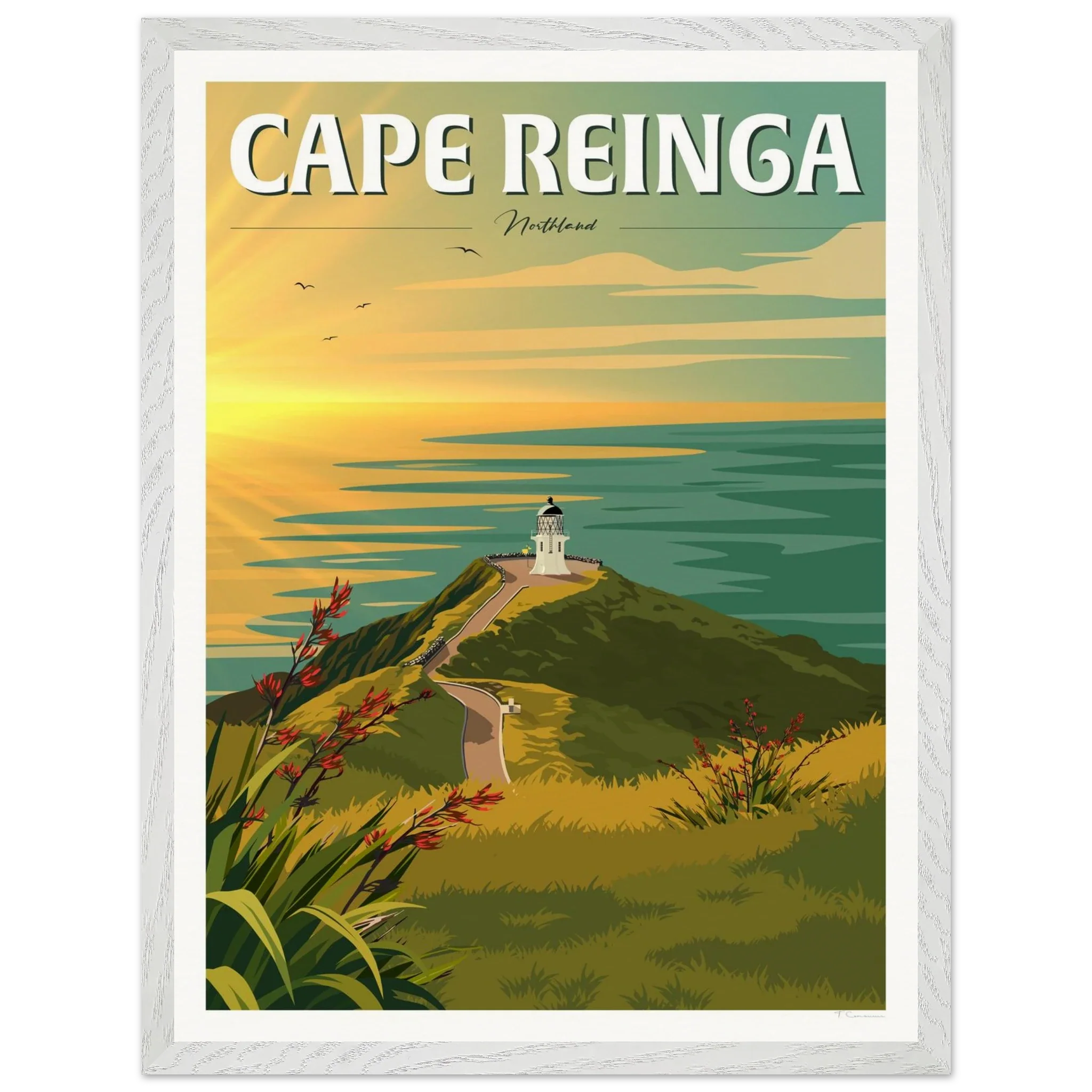 Cape Reinga Sunset Travel Poster, New Zealand