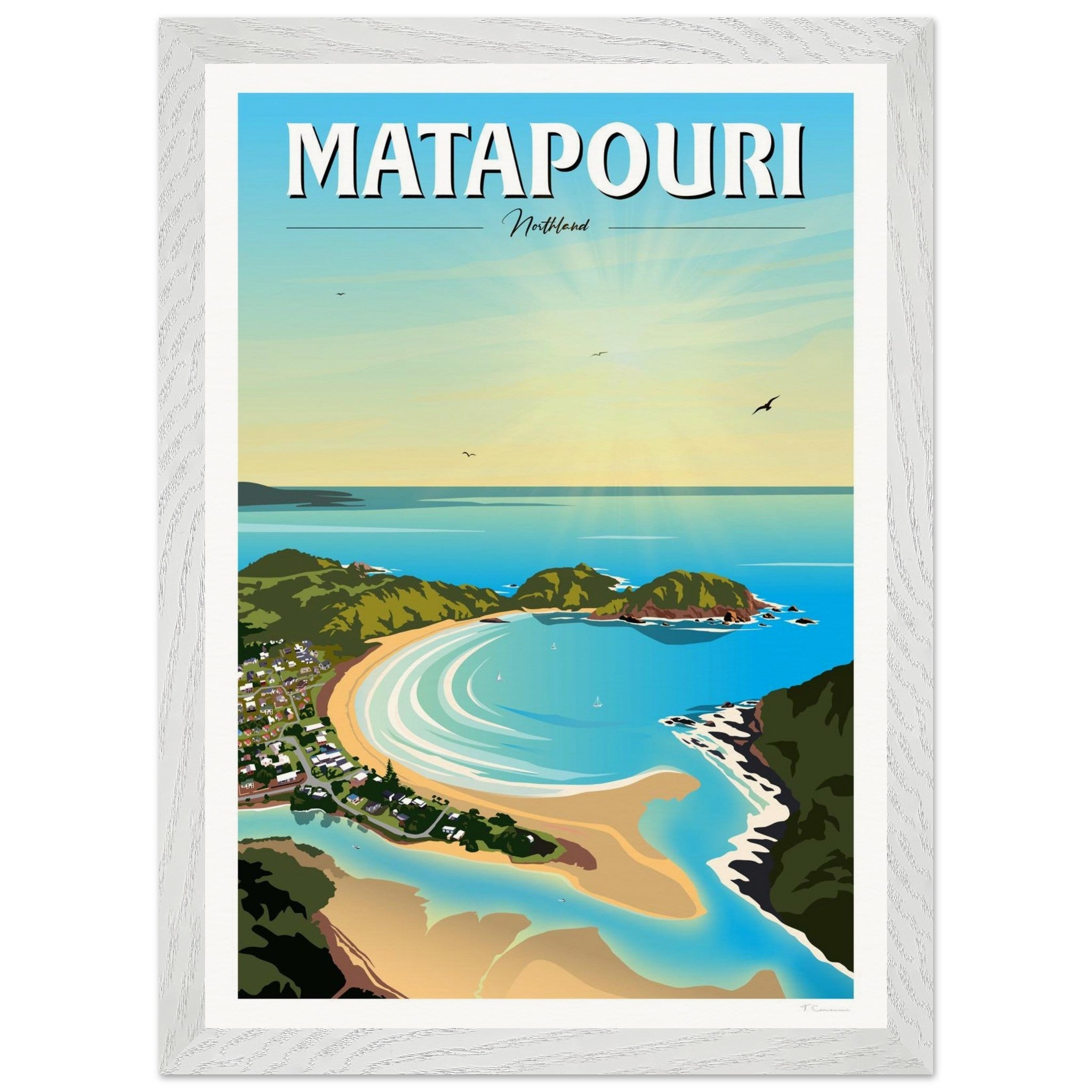 Matapouri Travel Poster, New Zealand