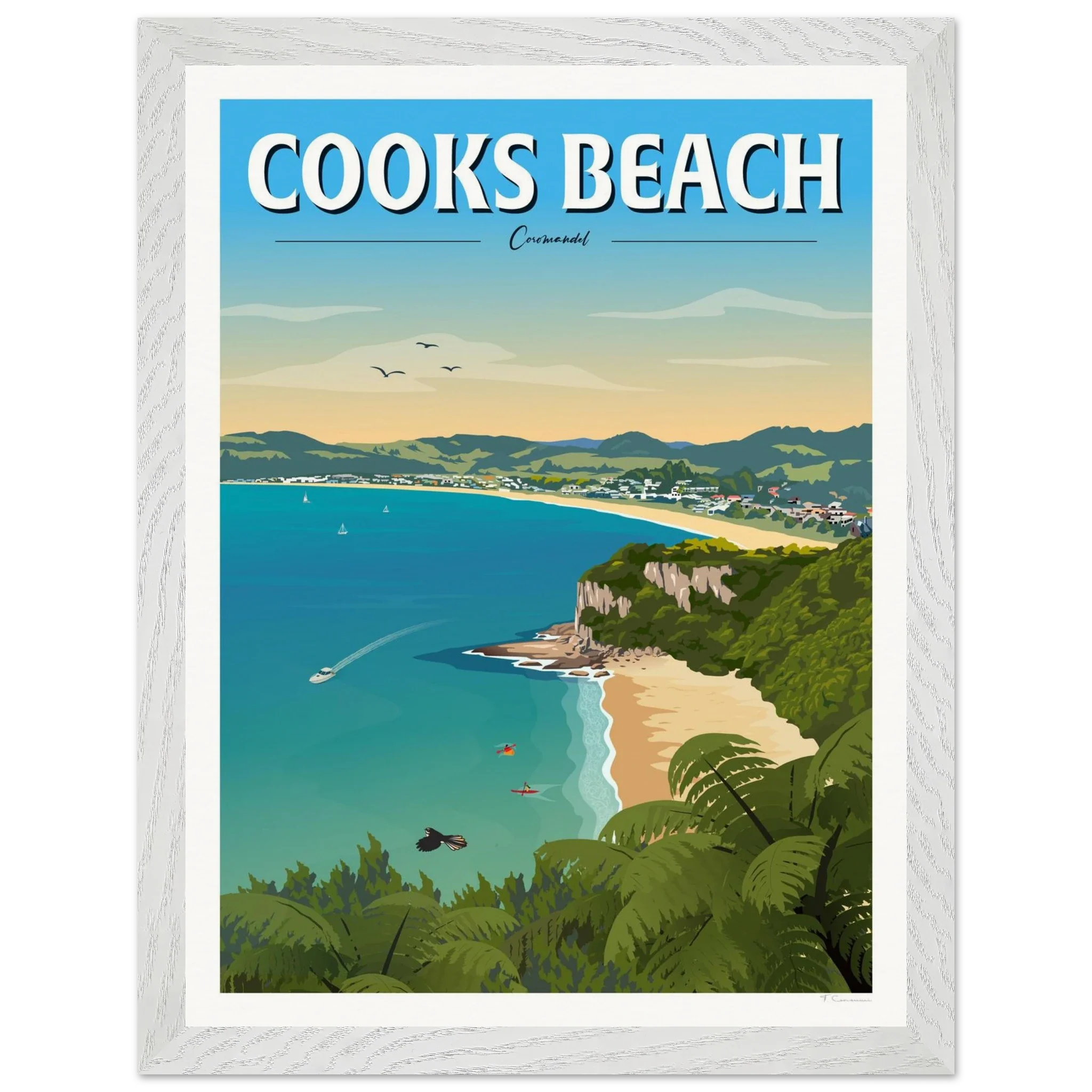 Cooks Beach, Coromandel New Zealand Travel Poster