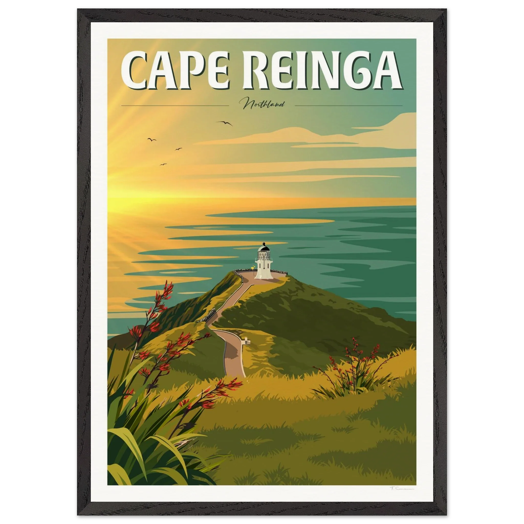 Cape Reinga Sunset Travel Poster, New Zealand
