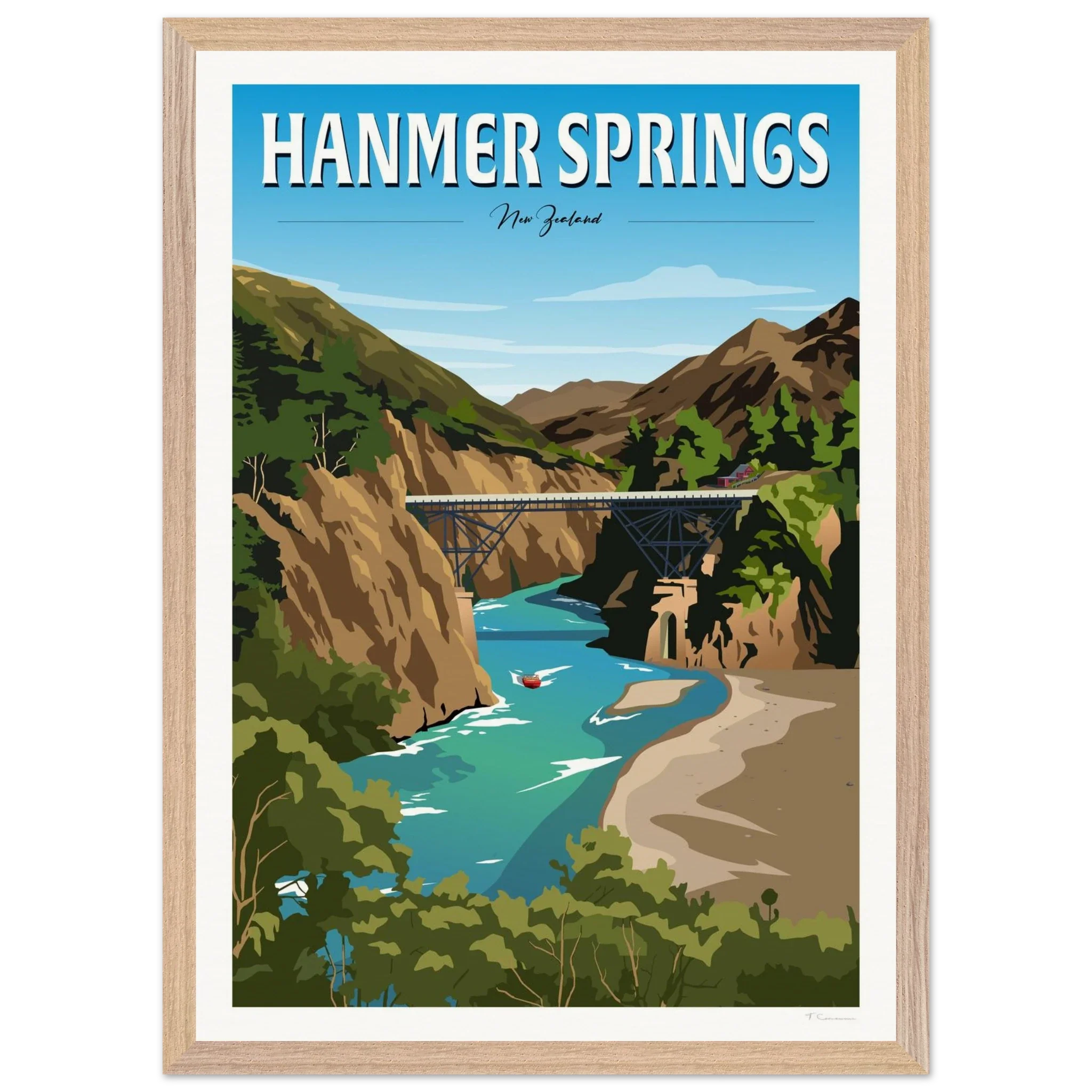 Hanmer Springs Summer Day Travel Poster, New Zealand