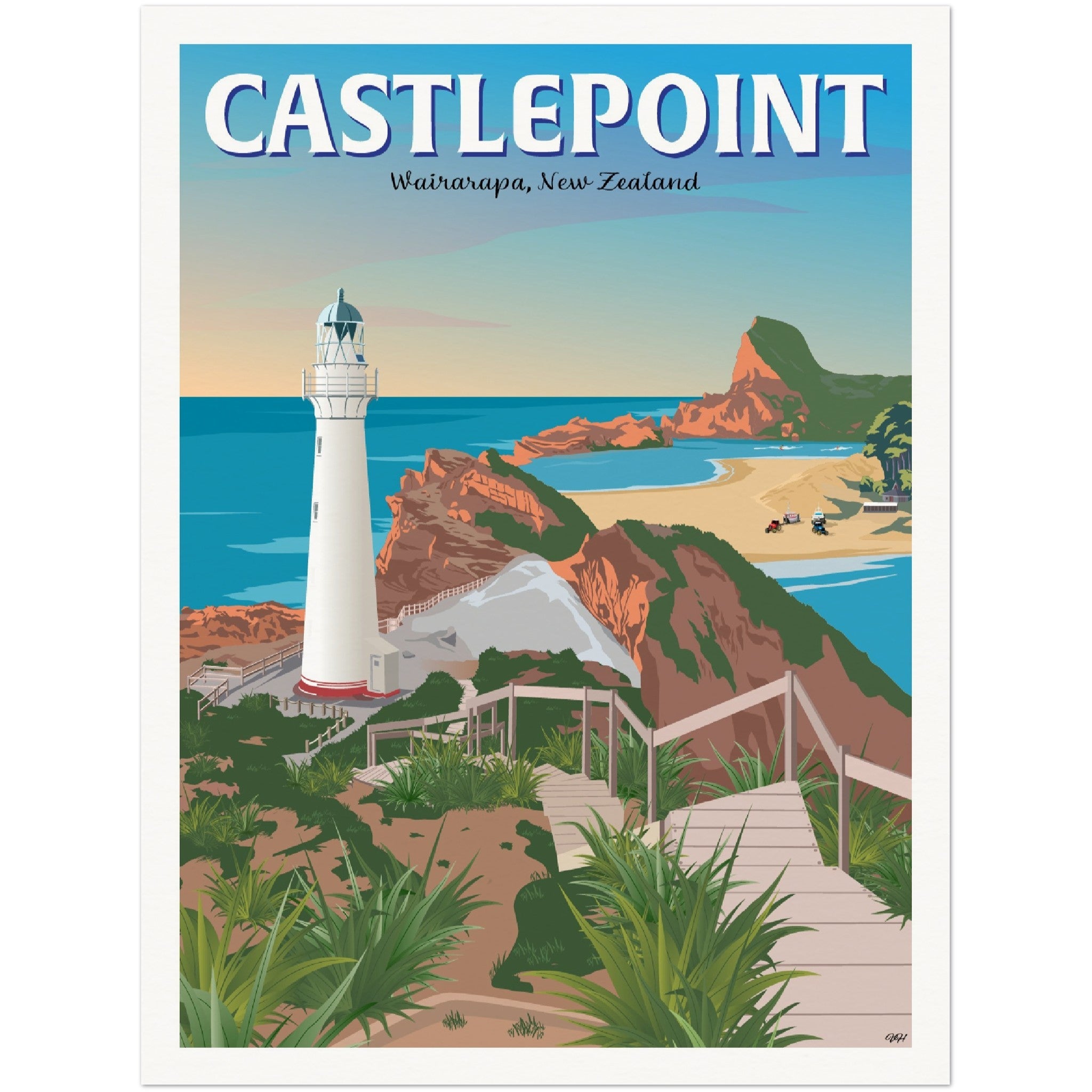 Castlepoint - Wairarapa, New Zealand - Travel Poster