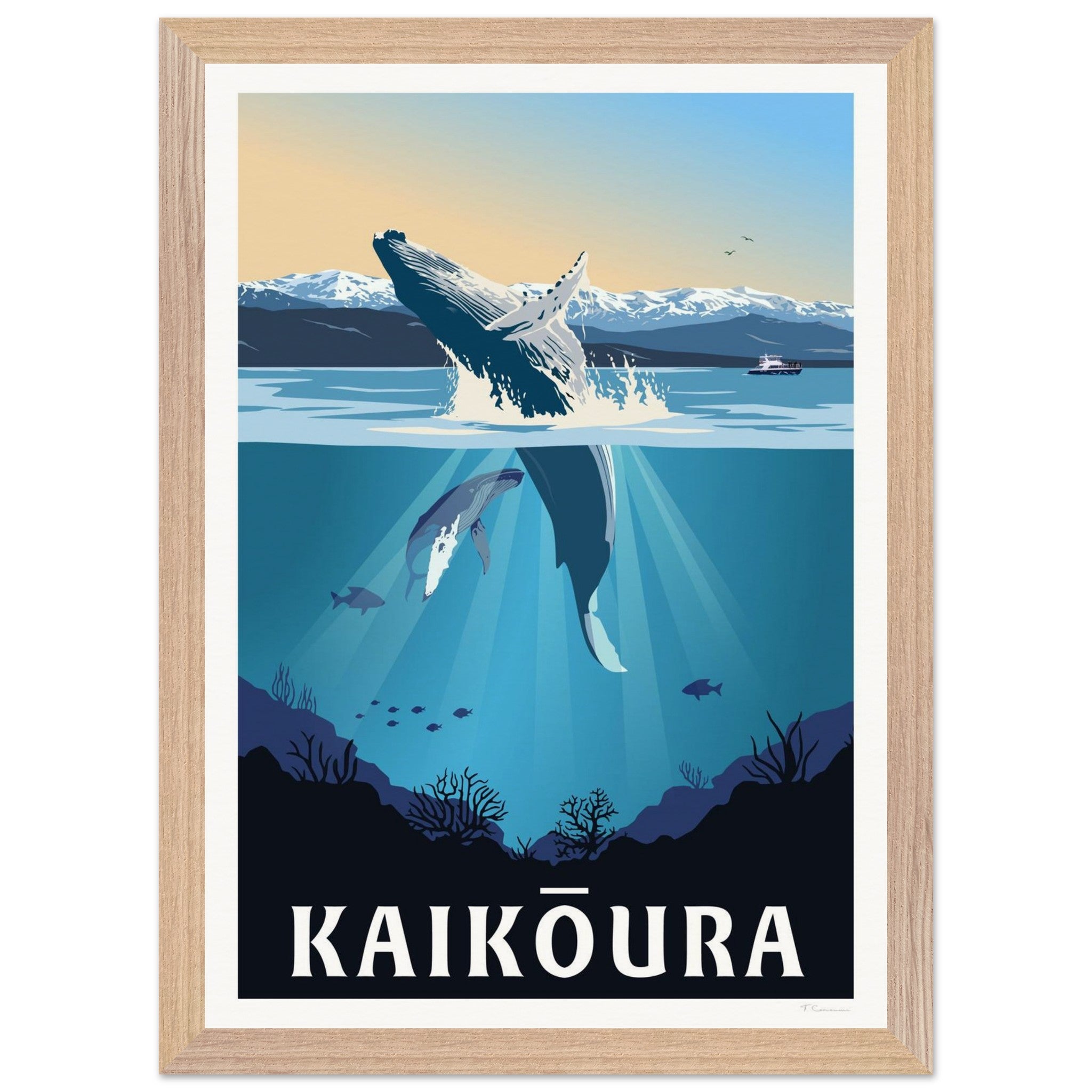 Kaikōura Whale Watching - Travel Poster, New Zealand