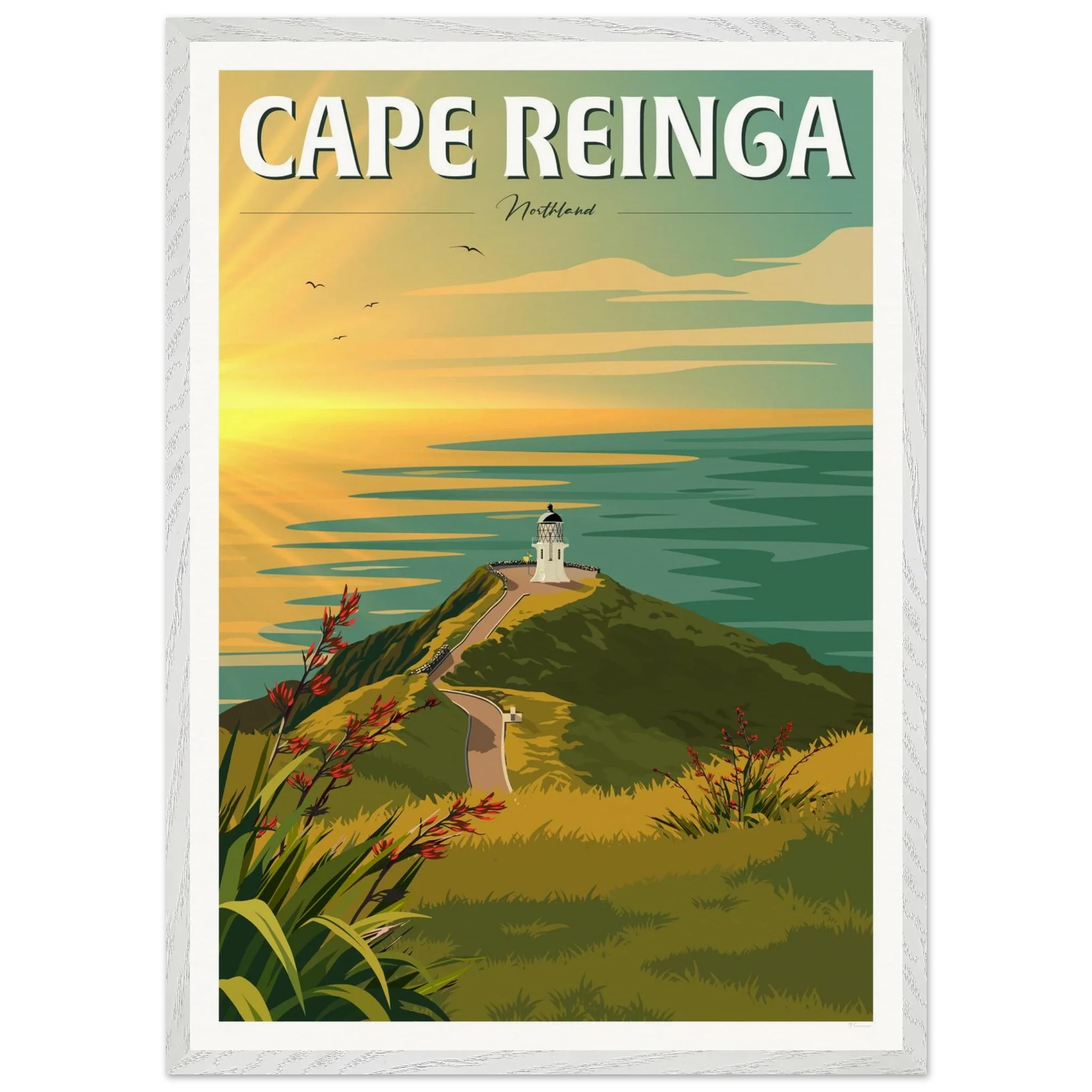 Cape Reinga Sunset Travel Poster, New Zealand