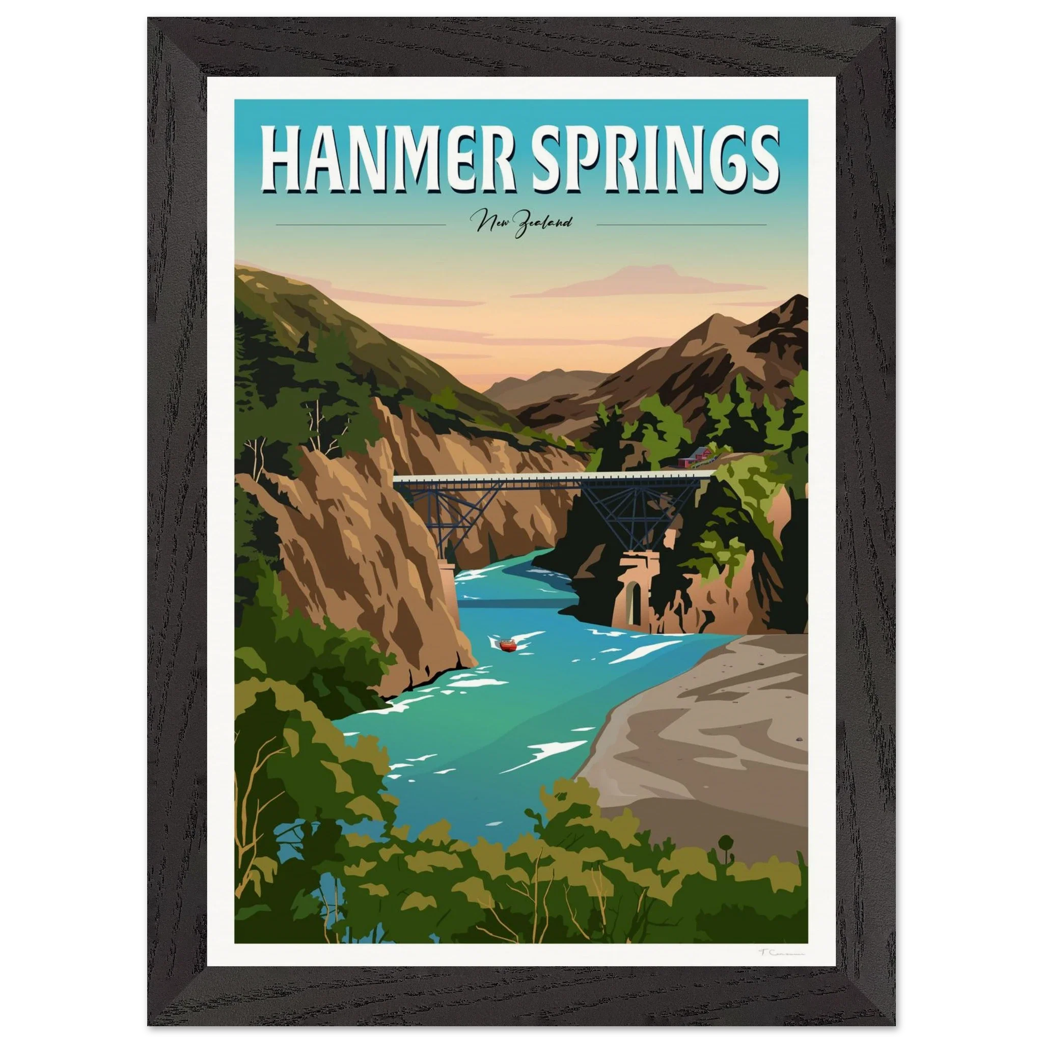 Hanmer Springs Travel Poster, New Zealand