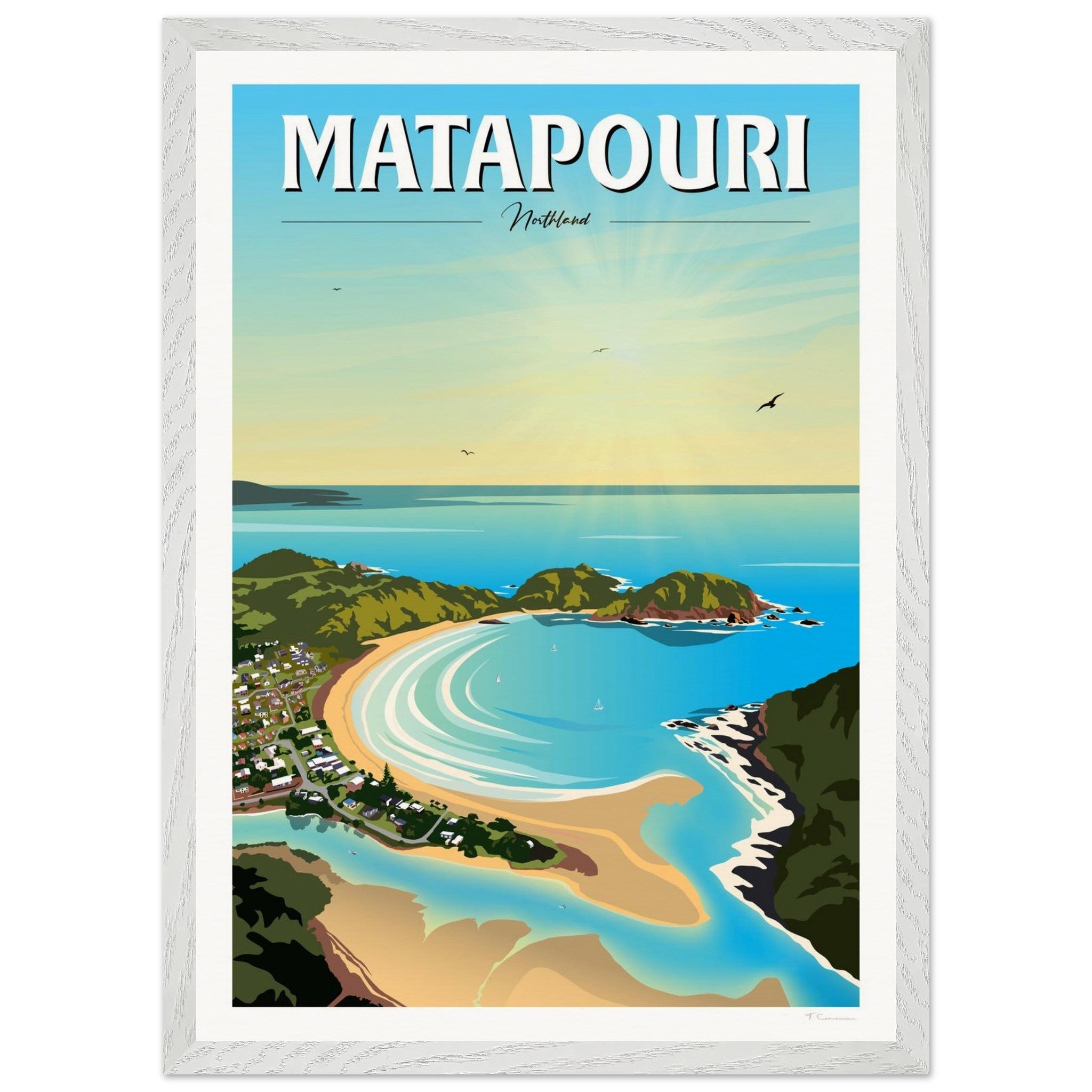 Matapouri Travel Poster, New Zealand
