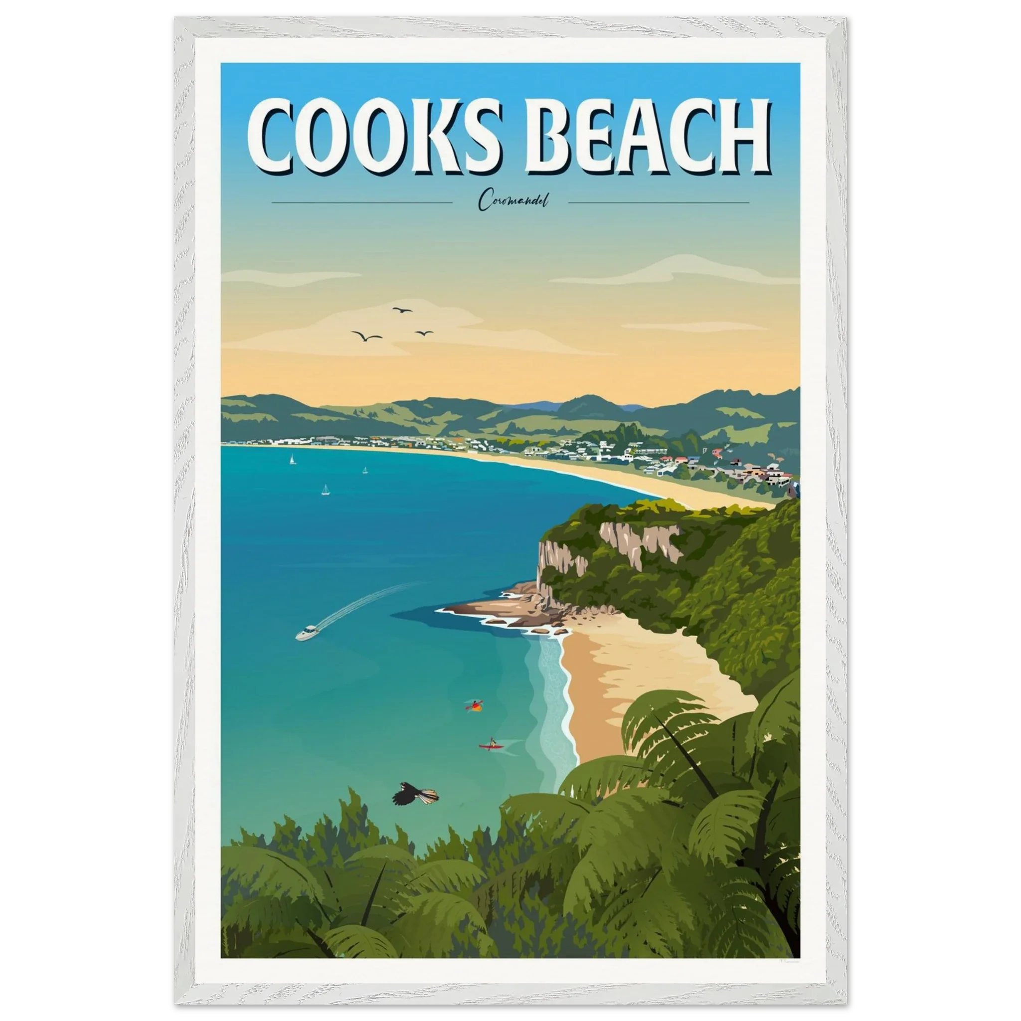 Cooks Beach, Coromandel New Zealand Travel Poster