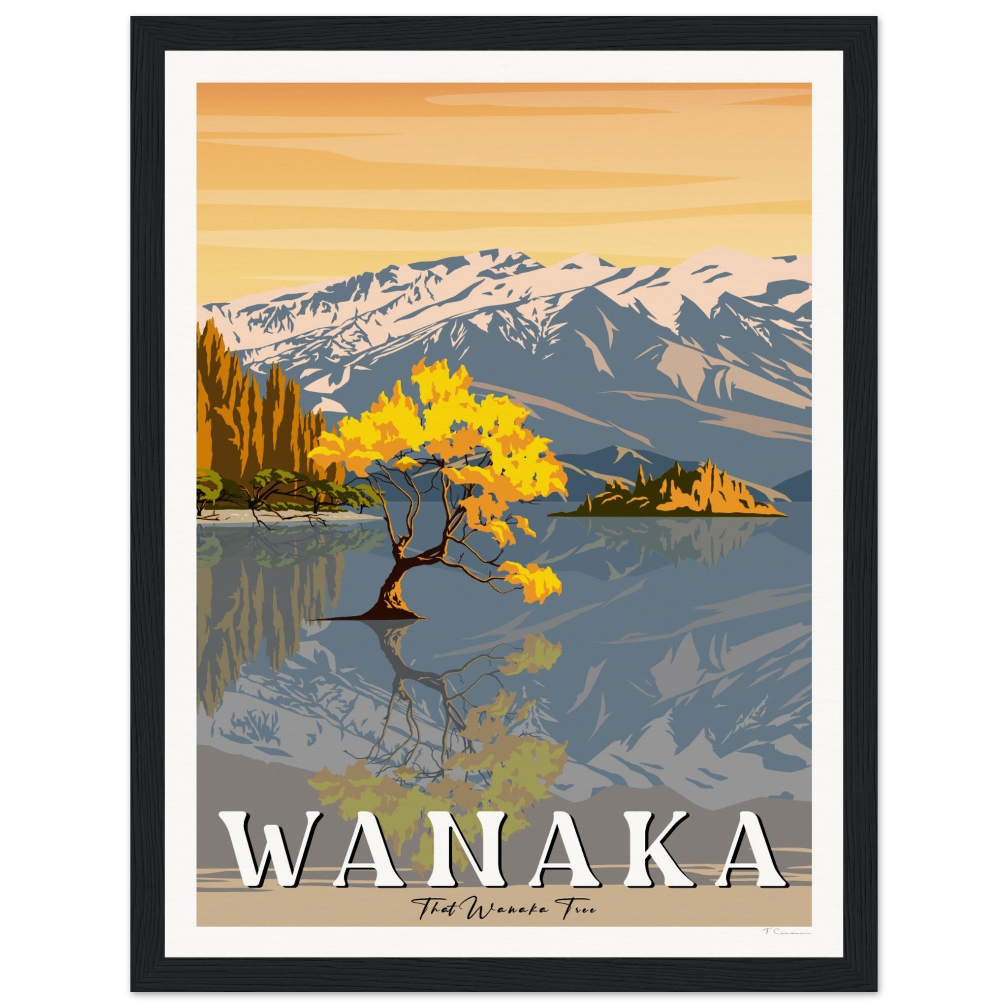 Wanaka Tree in the Lake - Travel Poster, New Zealand
