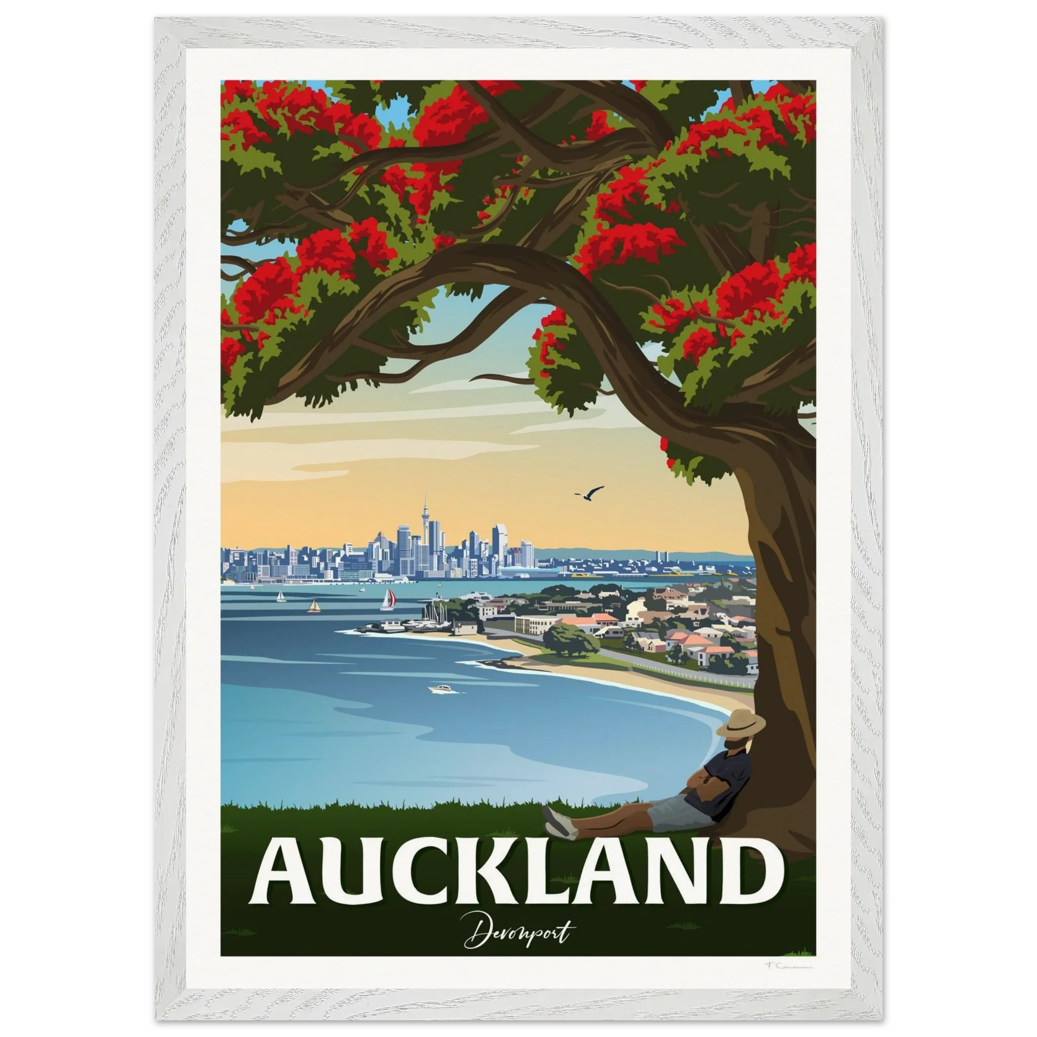 Auckland from Northhead New Zealand Travel Poster