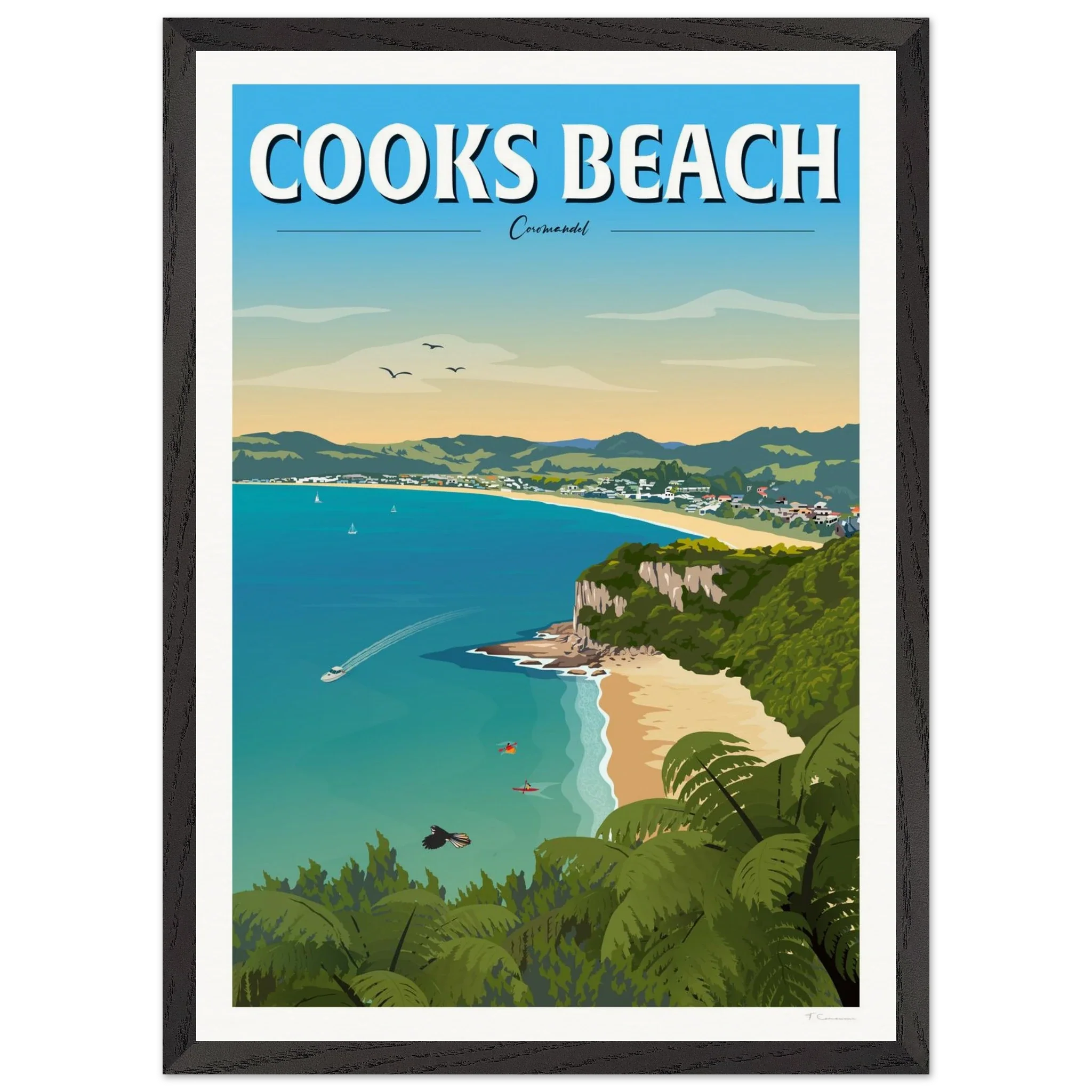 Cooks Beach, Coromandel New Zealand Travel Poster