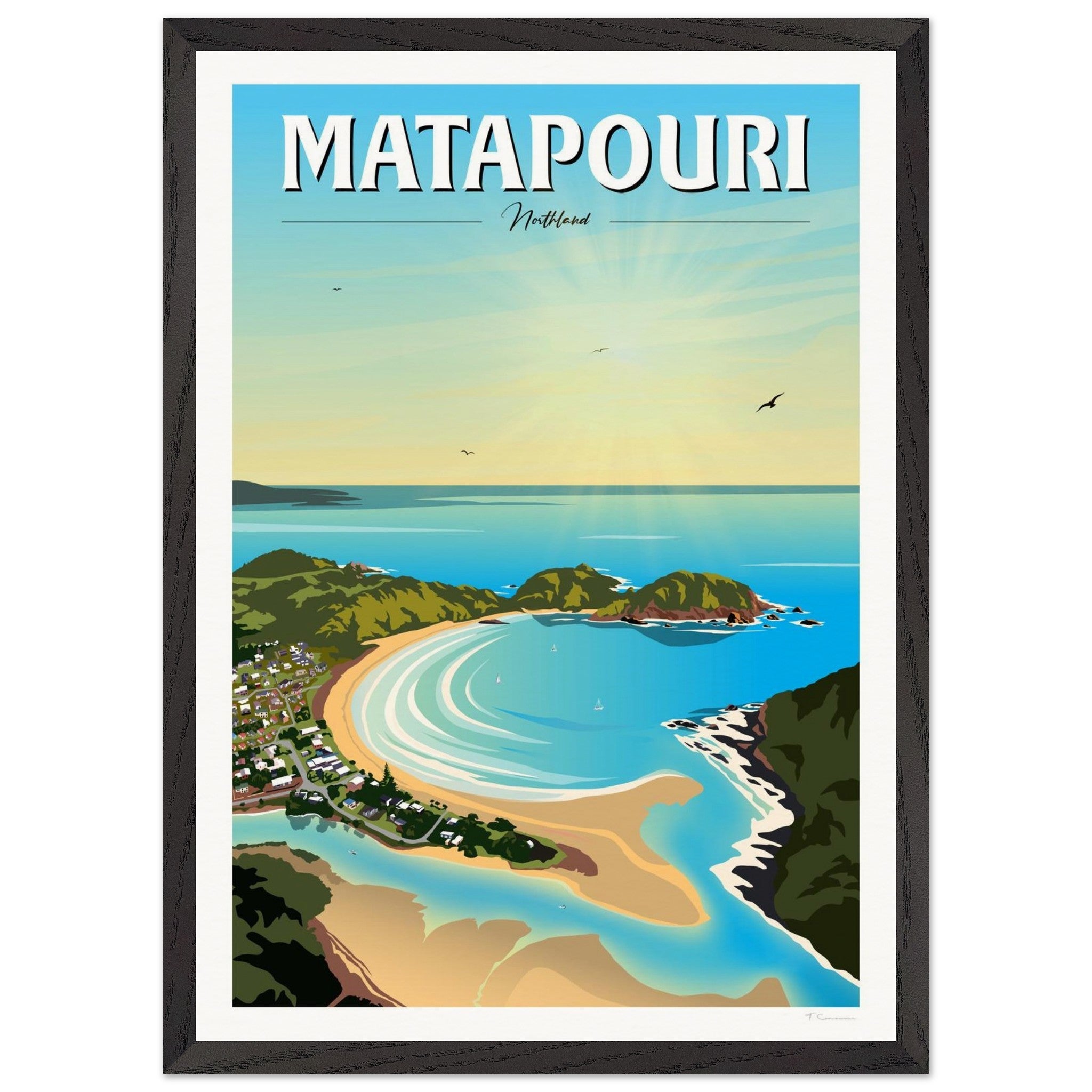 Matapouri Travel Poster, New Zealand