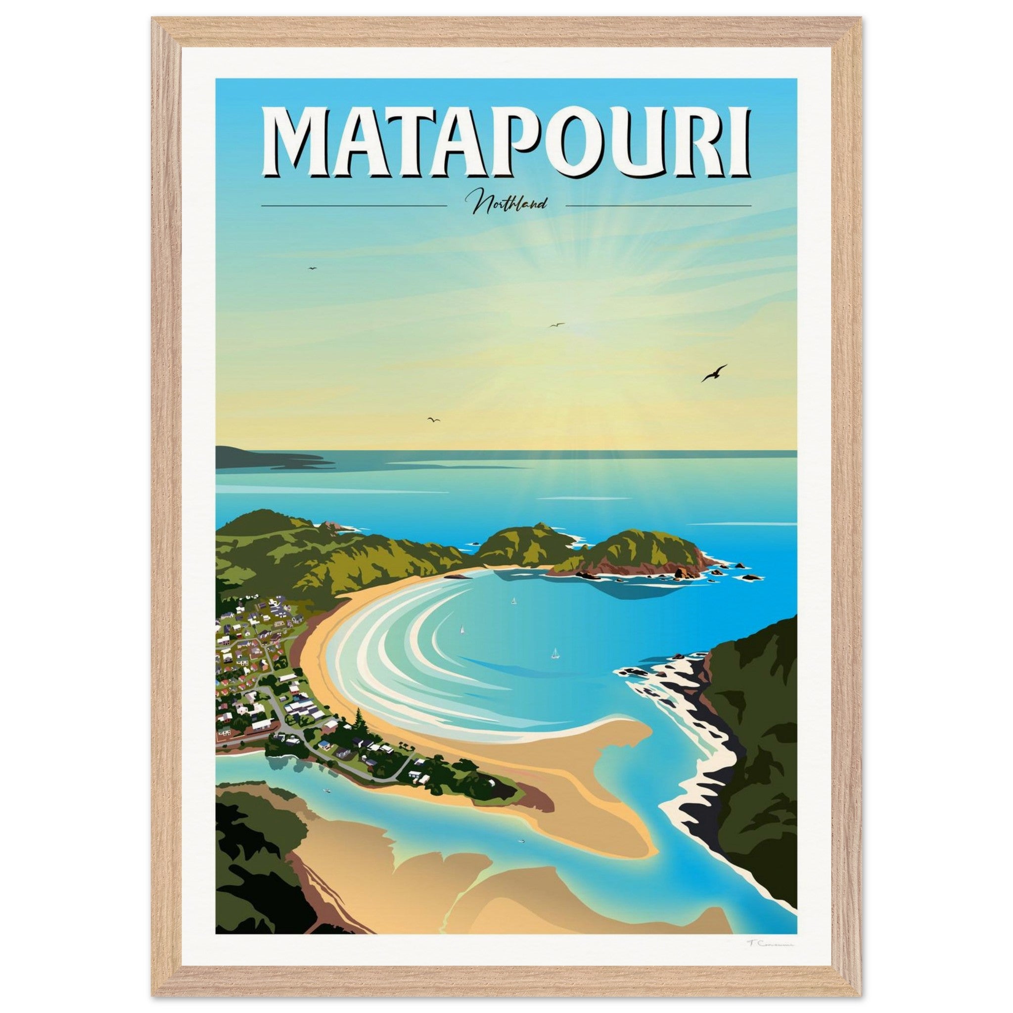Matapouri Travel Poster, New Zealand