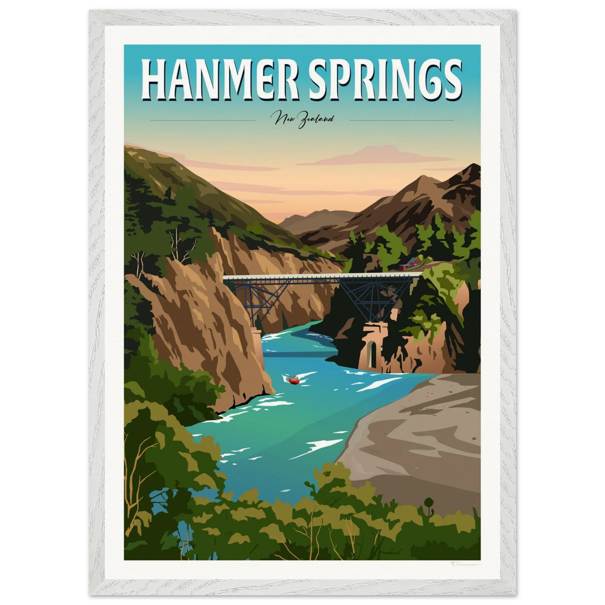 Hanmer Springs Travel Poster, New Zealand