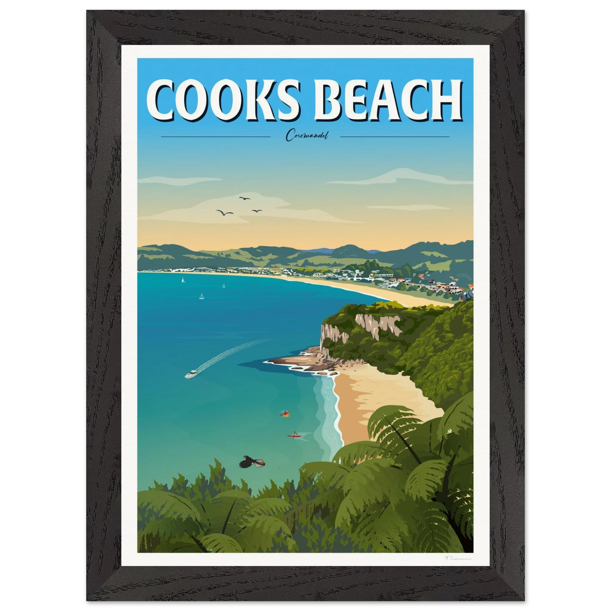 Cooks Beach, Coromandel New Zealand Travel Poster
