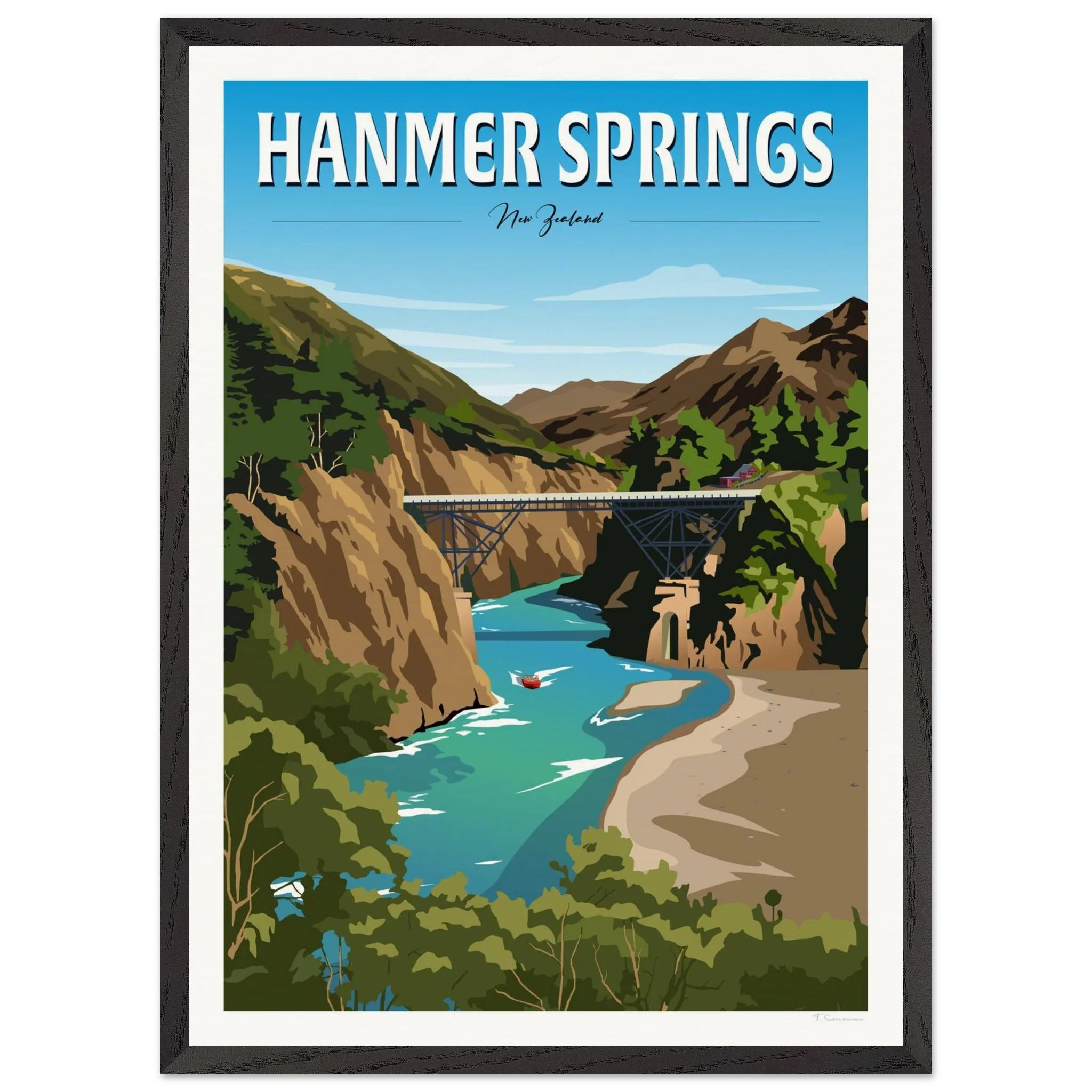 Hanmer Springs Summer Day Travel Poster, New Zealand