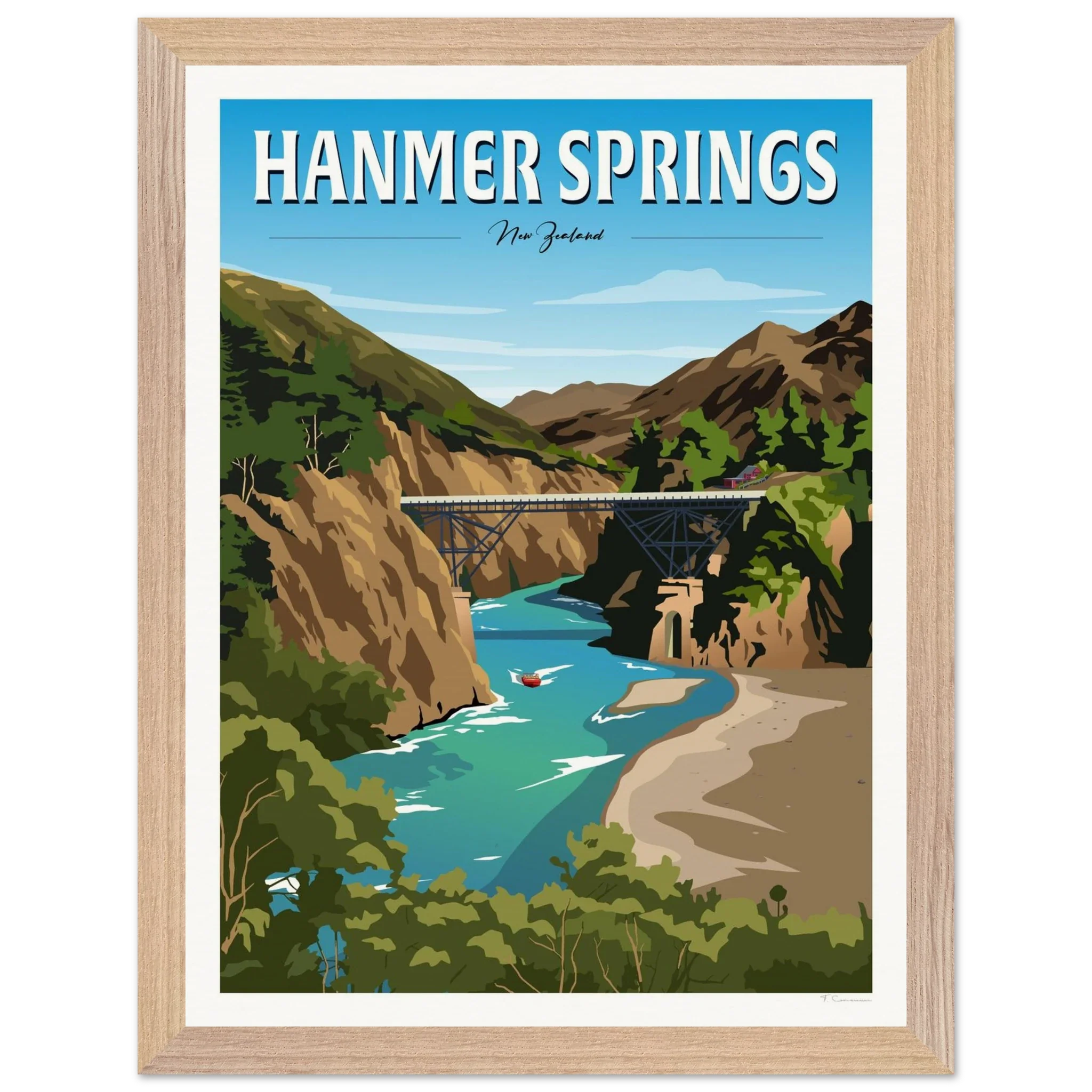 Hanmer Springs Summer Day Travel Poster, New Zealand