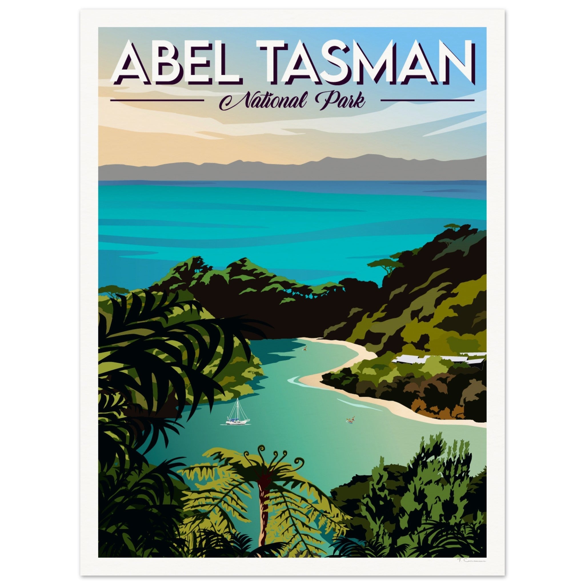 Abel Tasman National Park Travel Poster of New Zealand