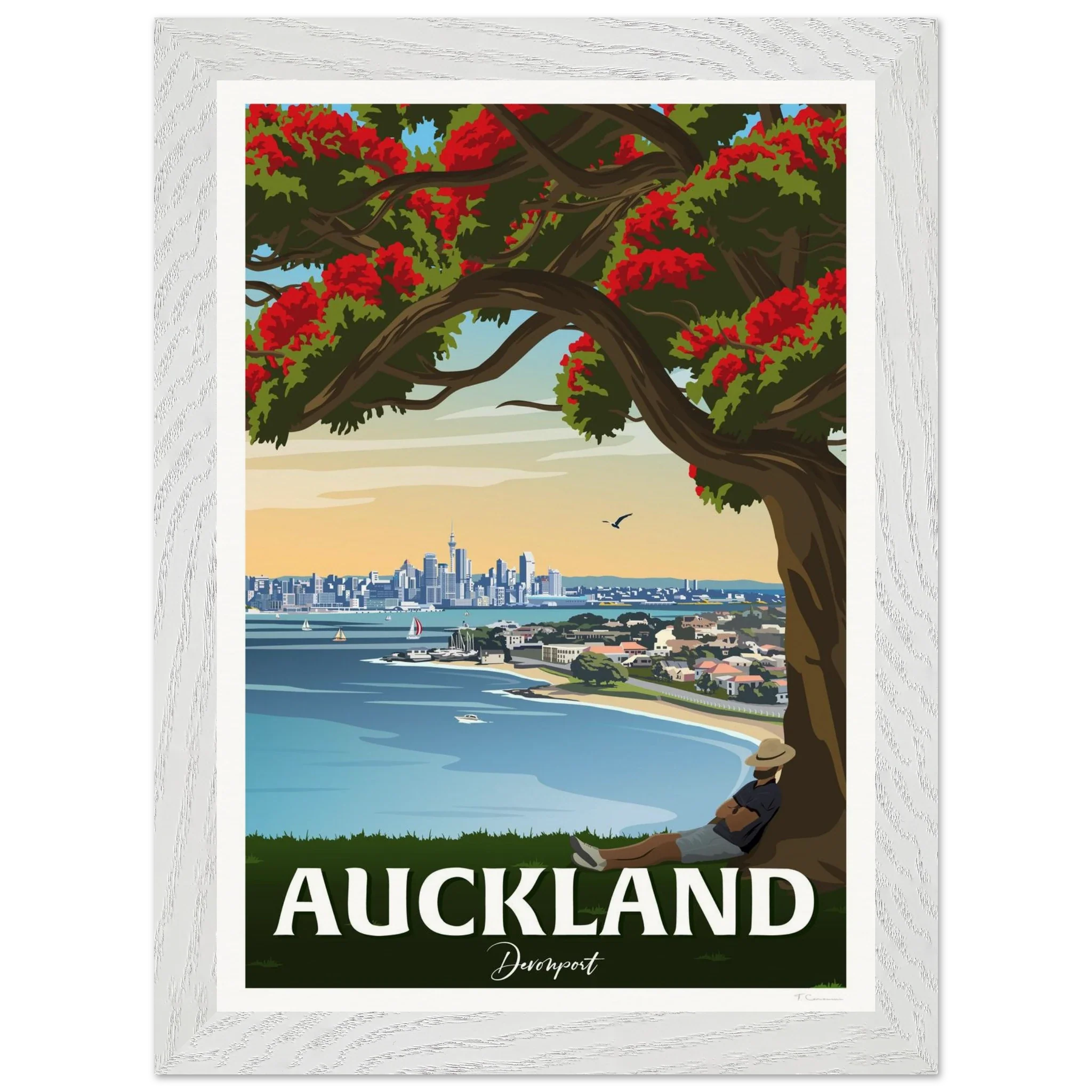 Auckland from Northhead New Zealand Travel Poster