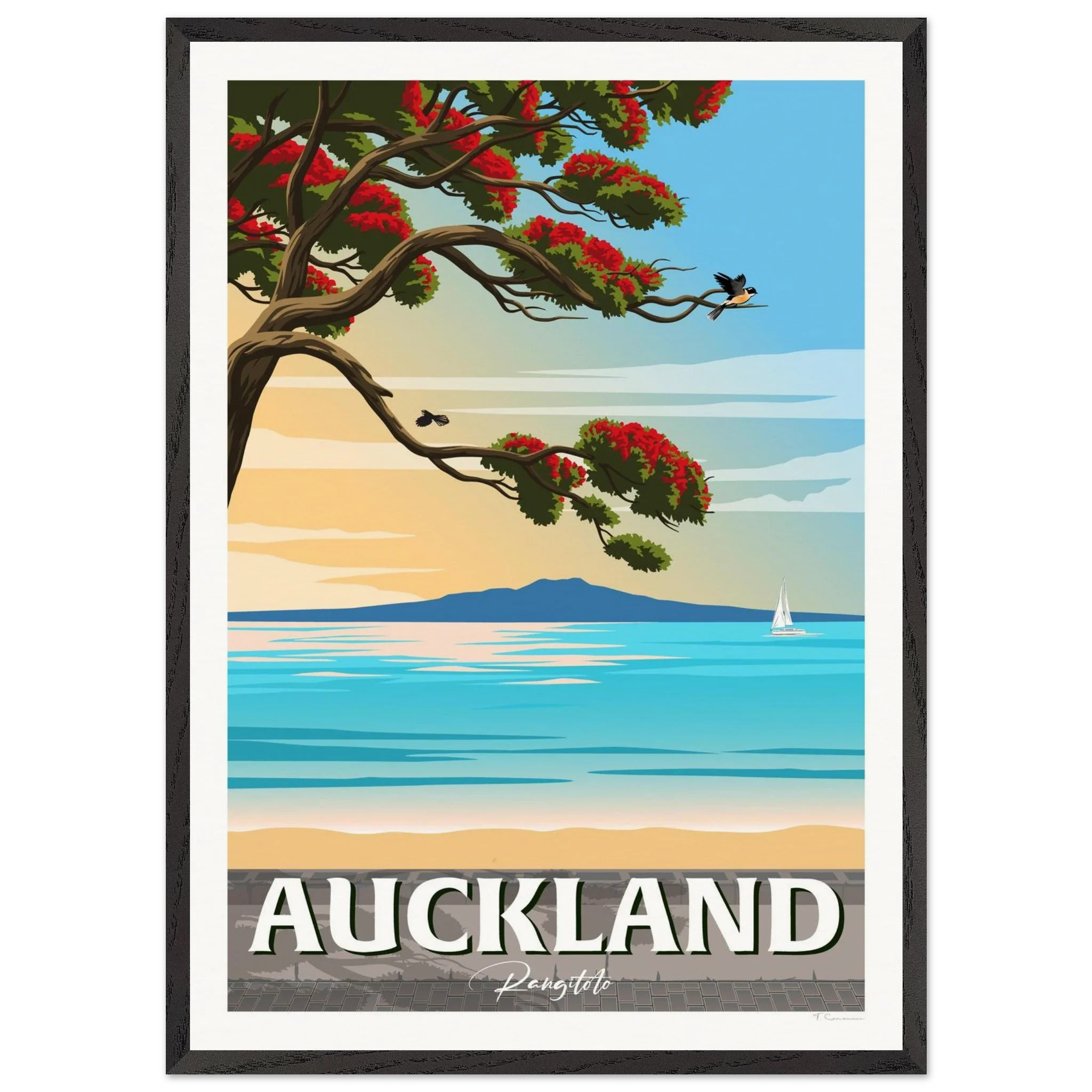 Rangitoto Island New Zealand Travel Poster