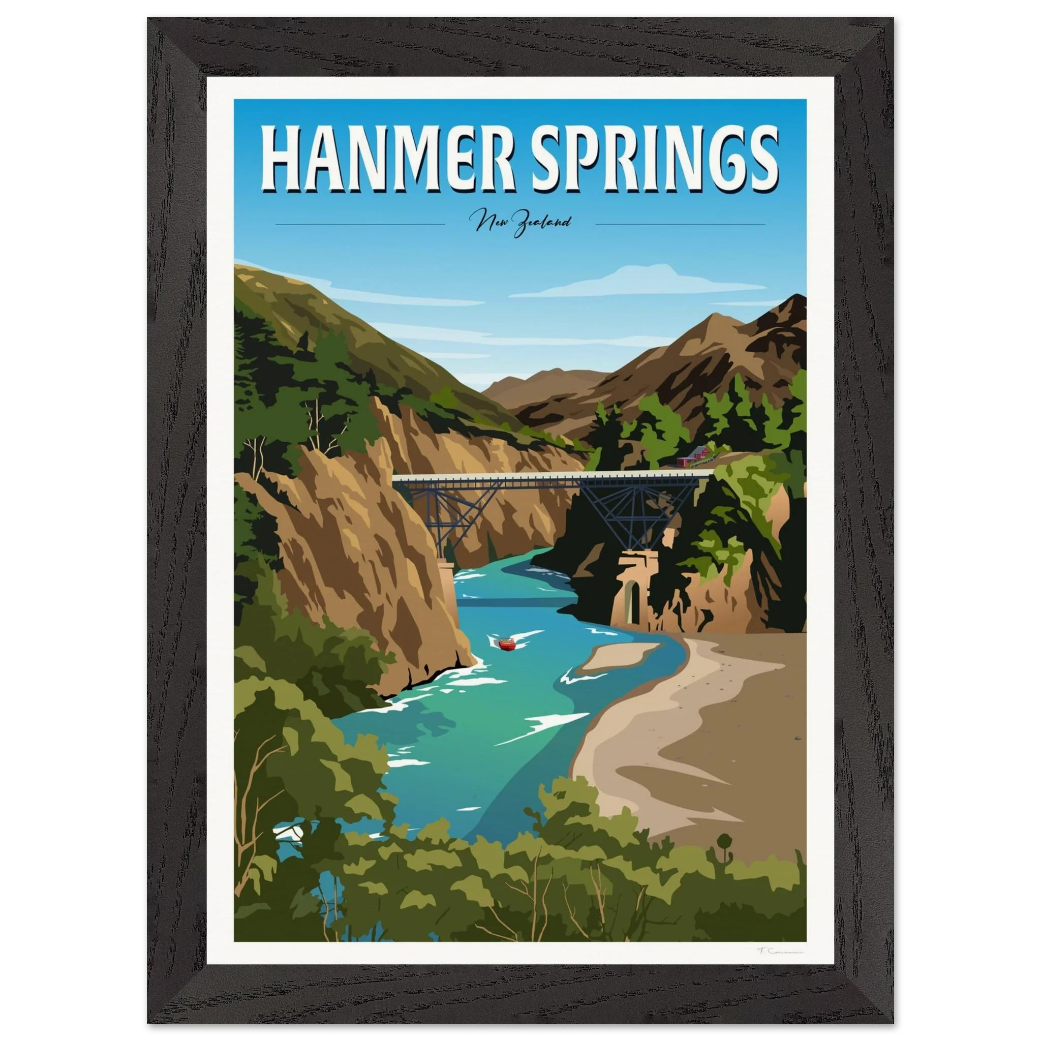 Hanmer Springs Summer Day Travel Poster, New Zealand