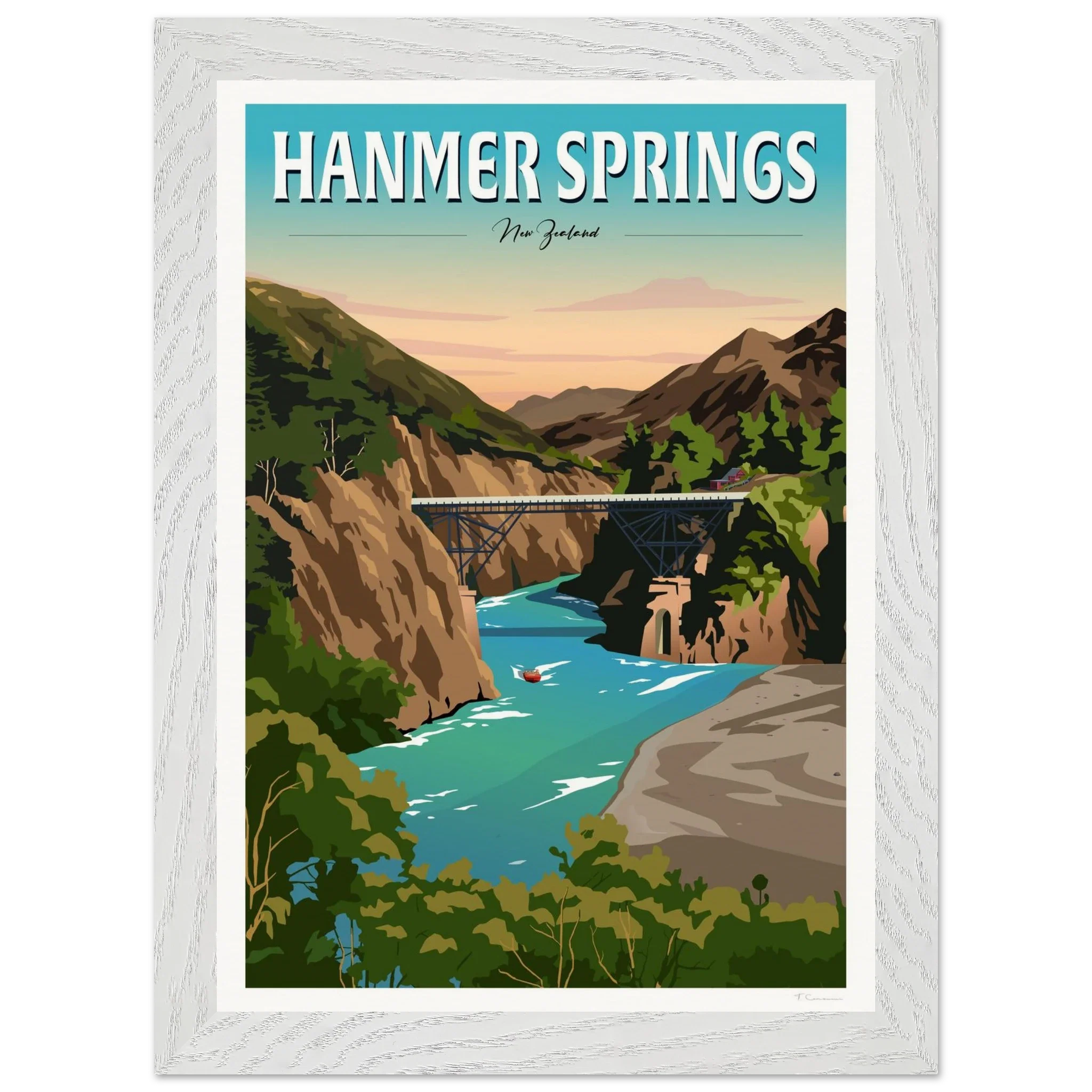 Hanmer Springs Travel Poster, New Zealand