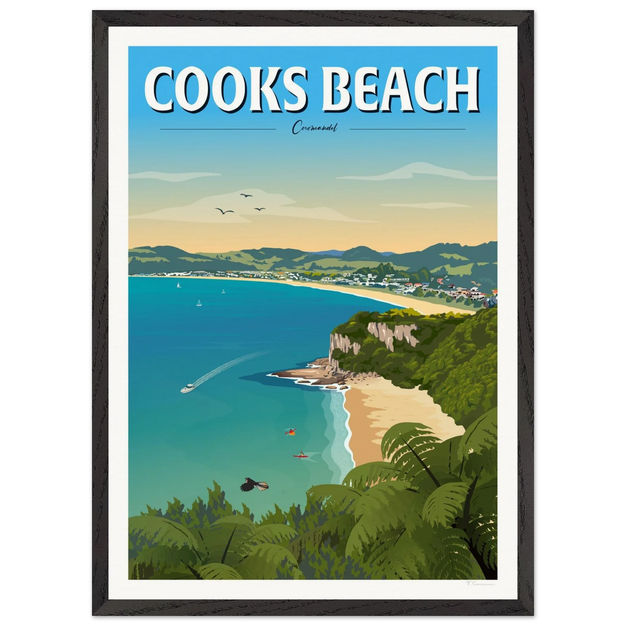 Cooks Beach, Coromandel New Zealand Travel Poster