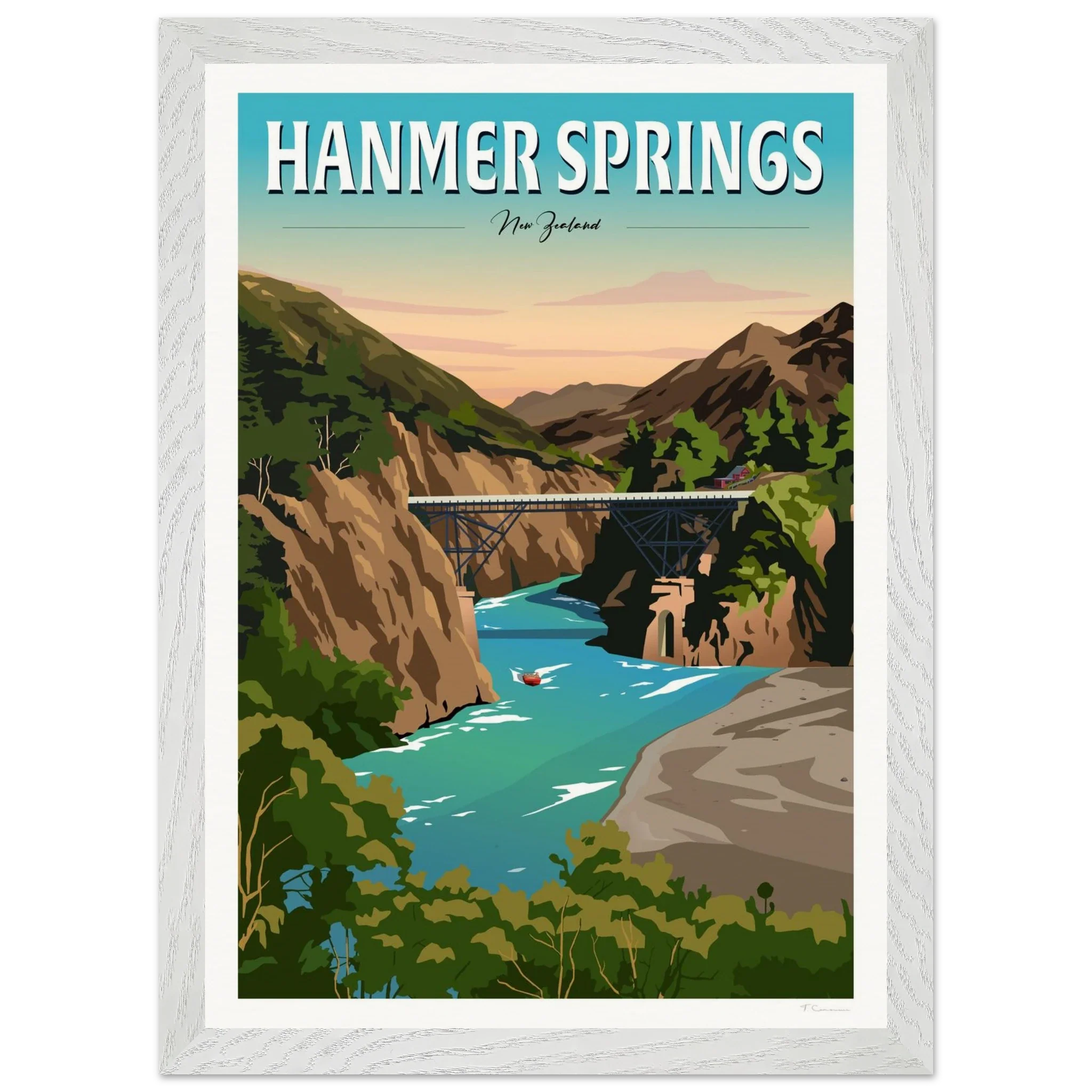 Hanmer Springs Travel Poster, New Zealand