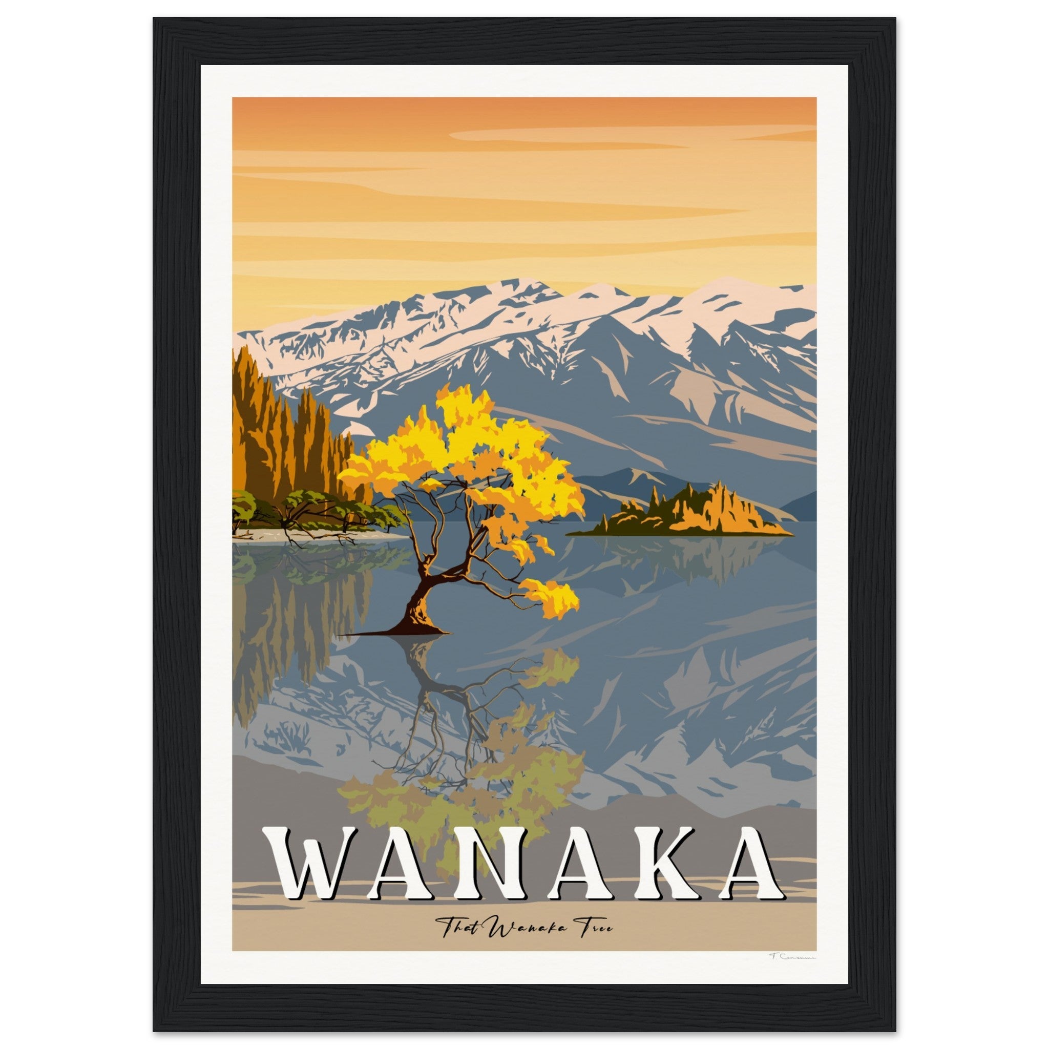 Wanaka Tree in the Lake - Travel Poster, New Zealand