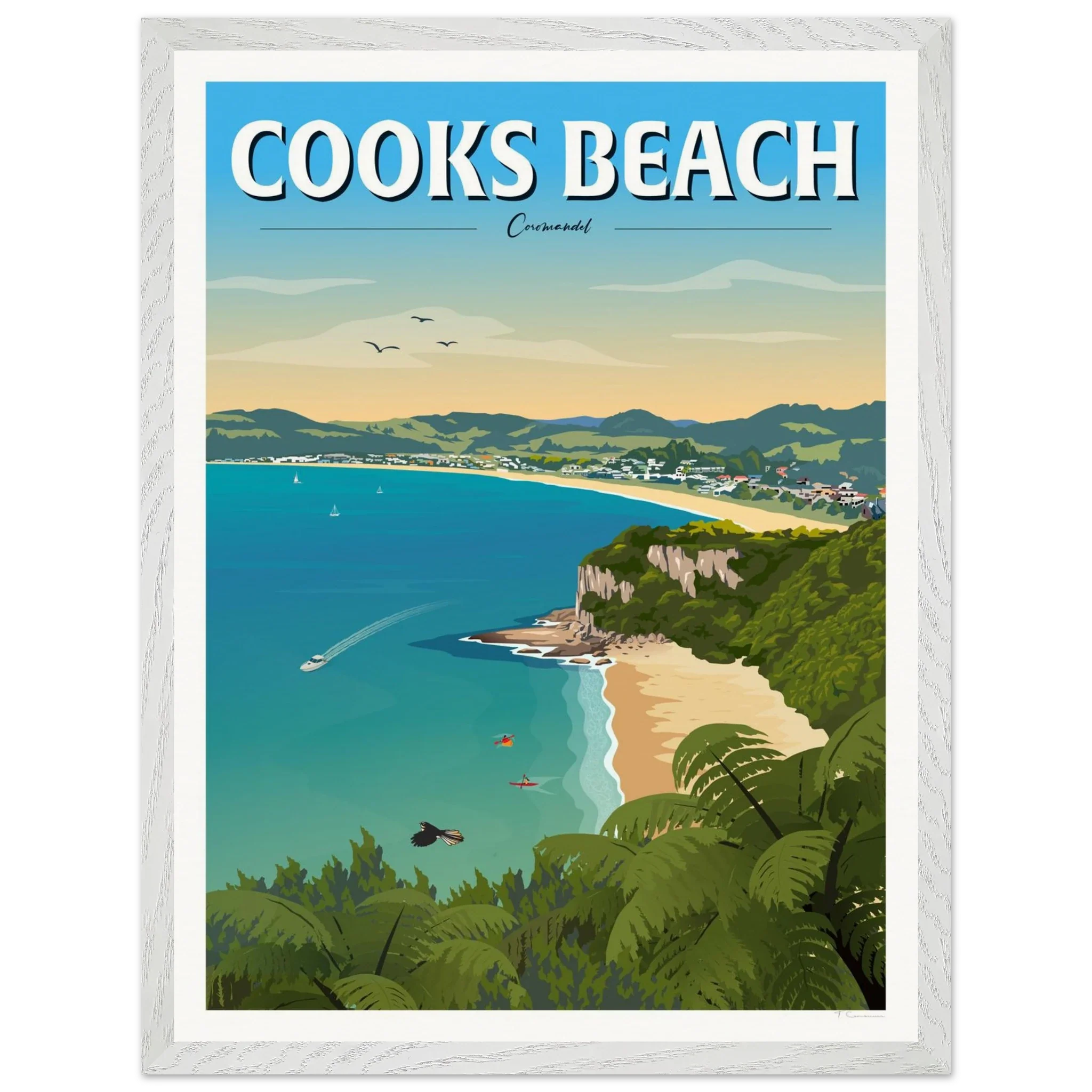 Cooks Beach, Coromandel New Zealand Travel Poster