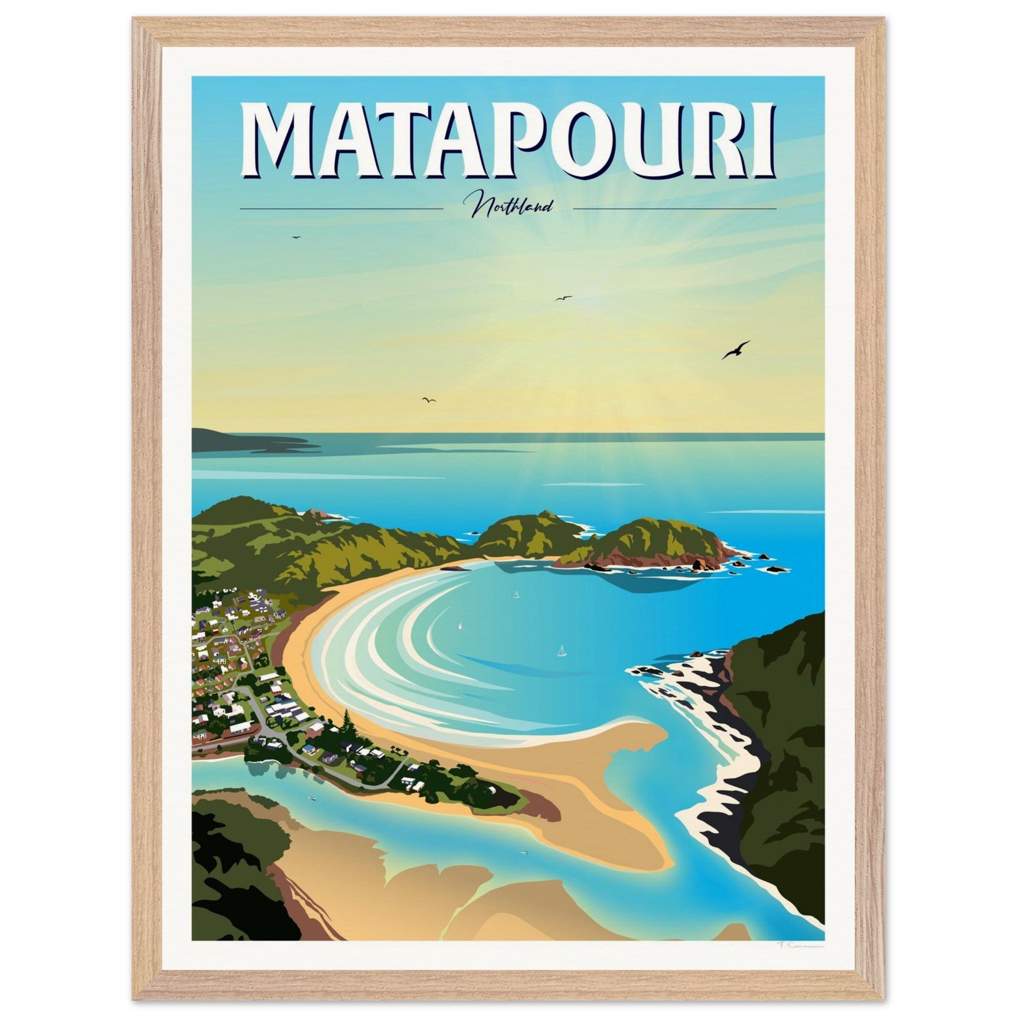 Matapouri Travel Poster, New Zealand