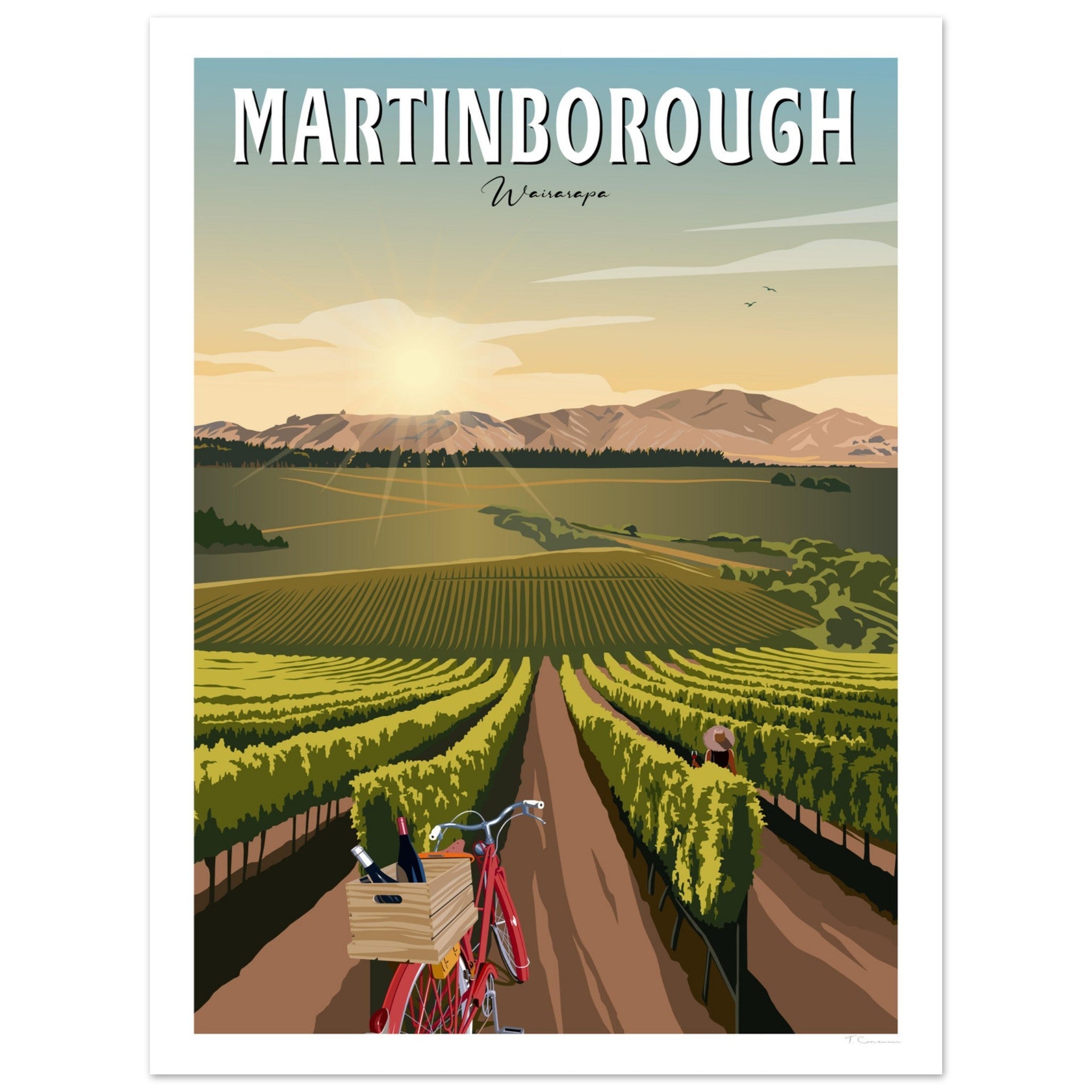 Martinborough Vines - Travel Poster, New Zealand