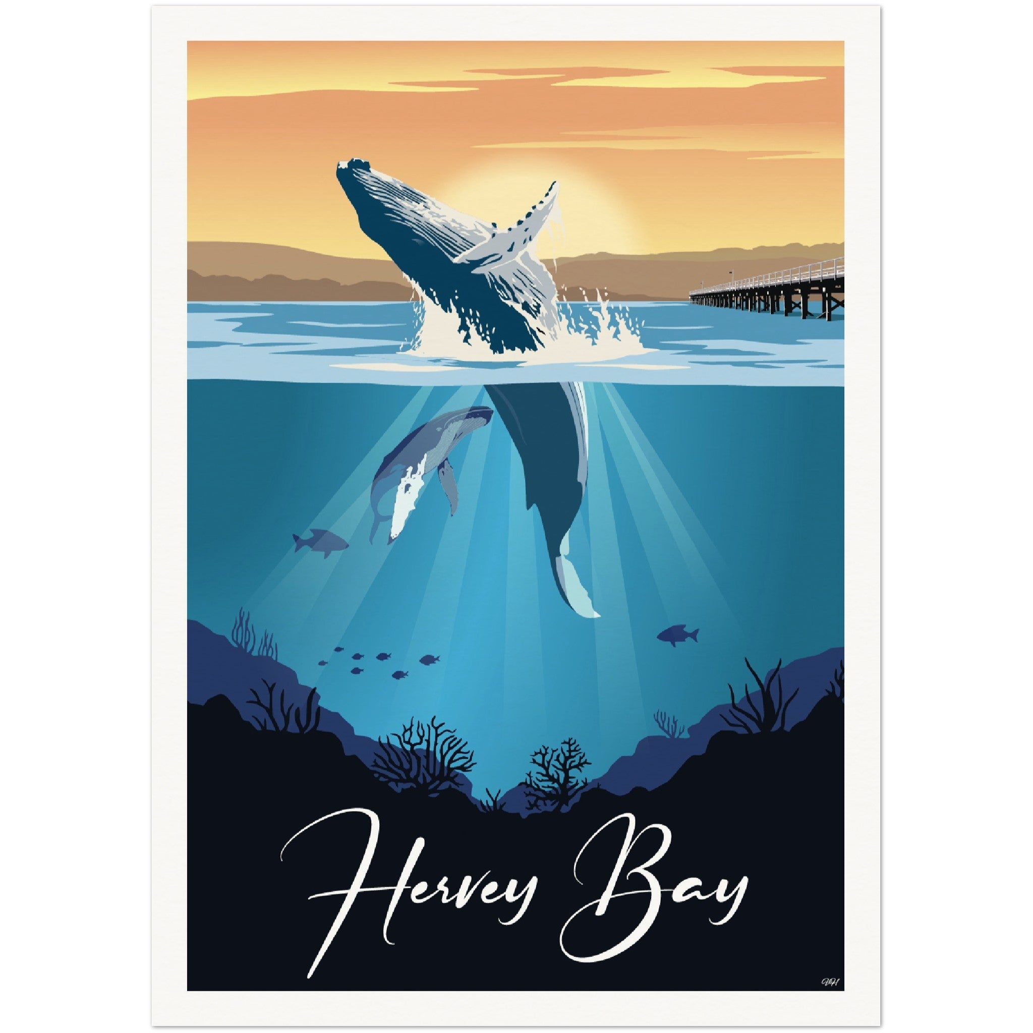 Hervey Bay Travel Poster, Queensland - Australia