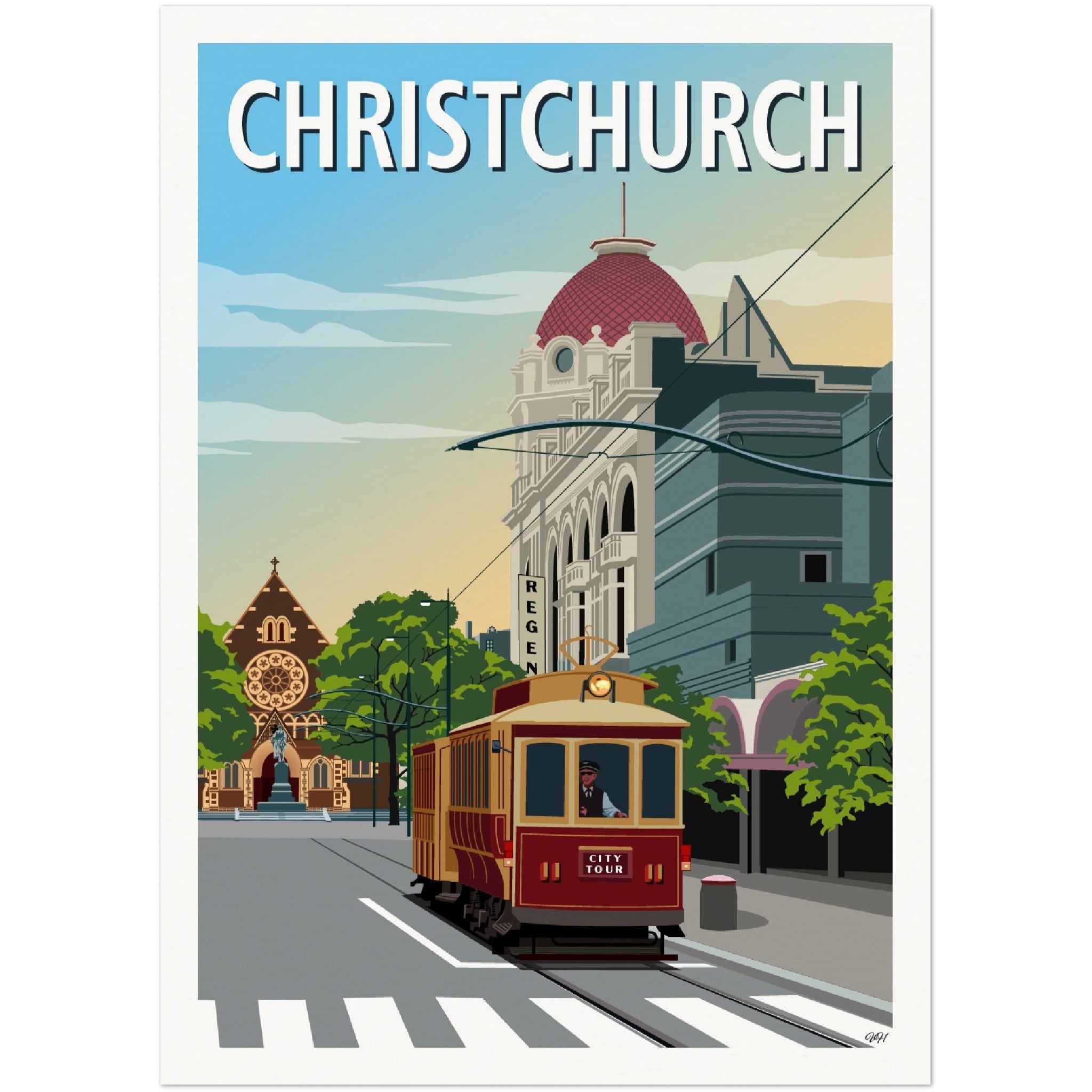 Christchurch Travel Poster, New Zealand