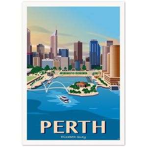 Vintage travel poster of Elizabeth Quay in Perth, Western Australia. Artists Tiffany consumi