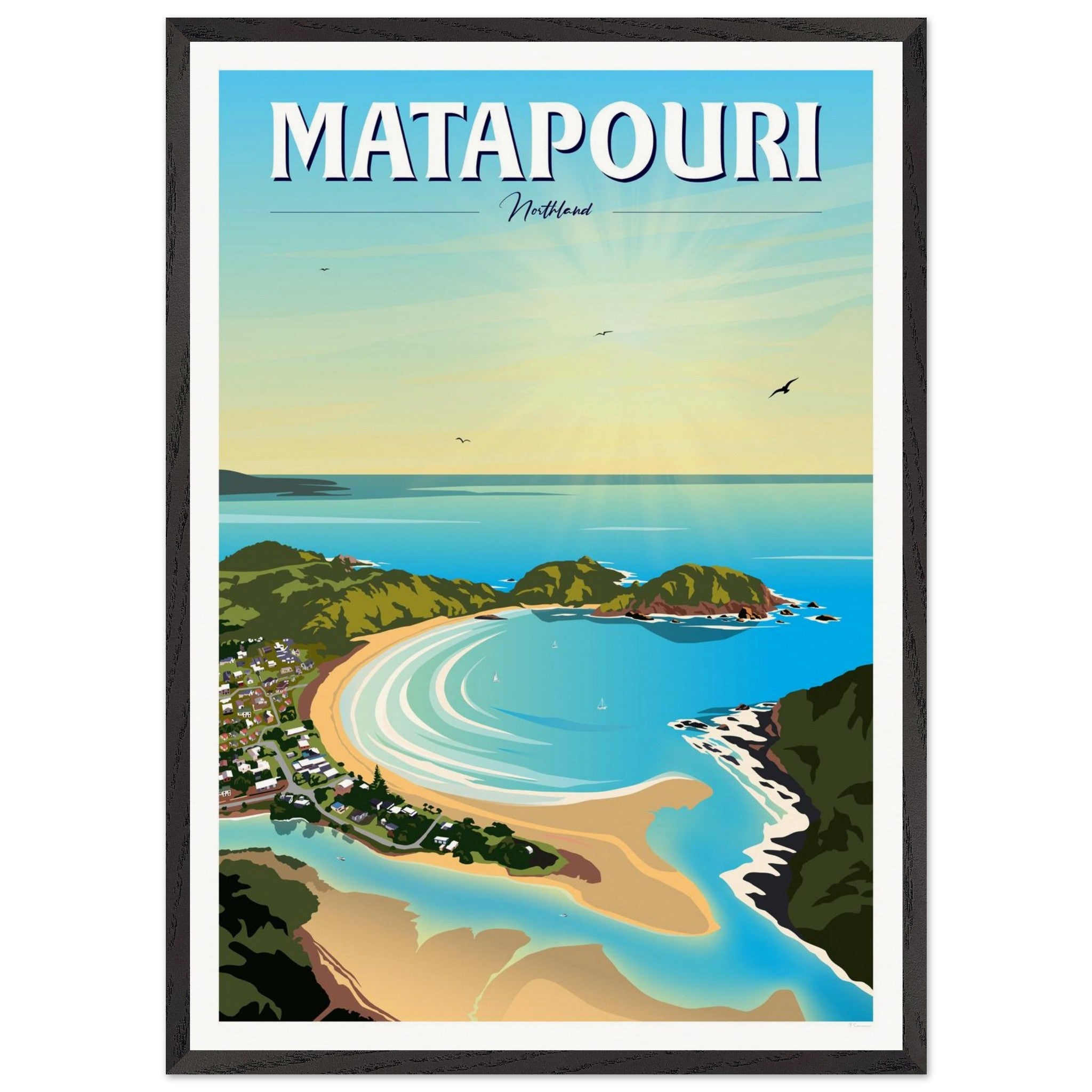 Matapouri Travel Poster, New Zealand