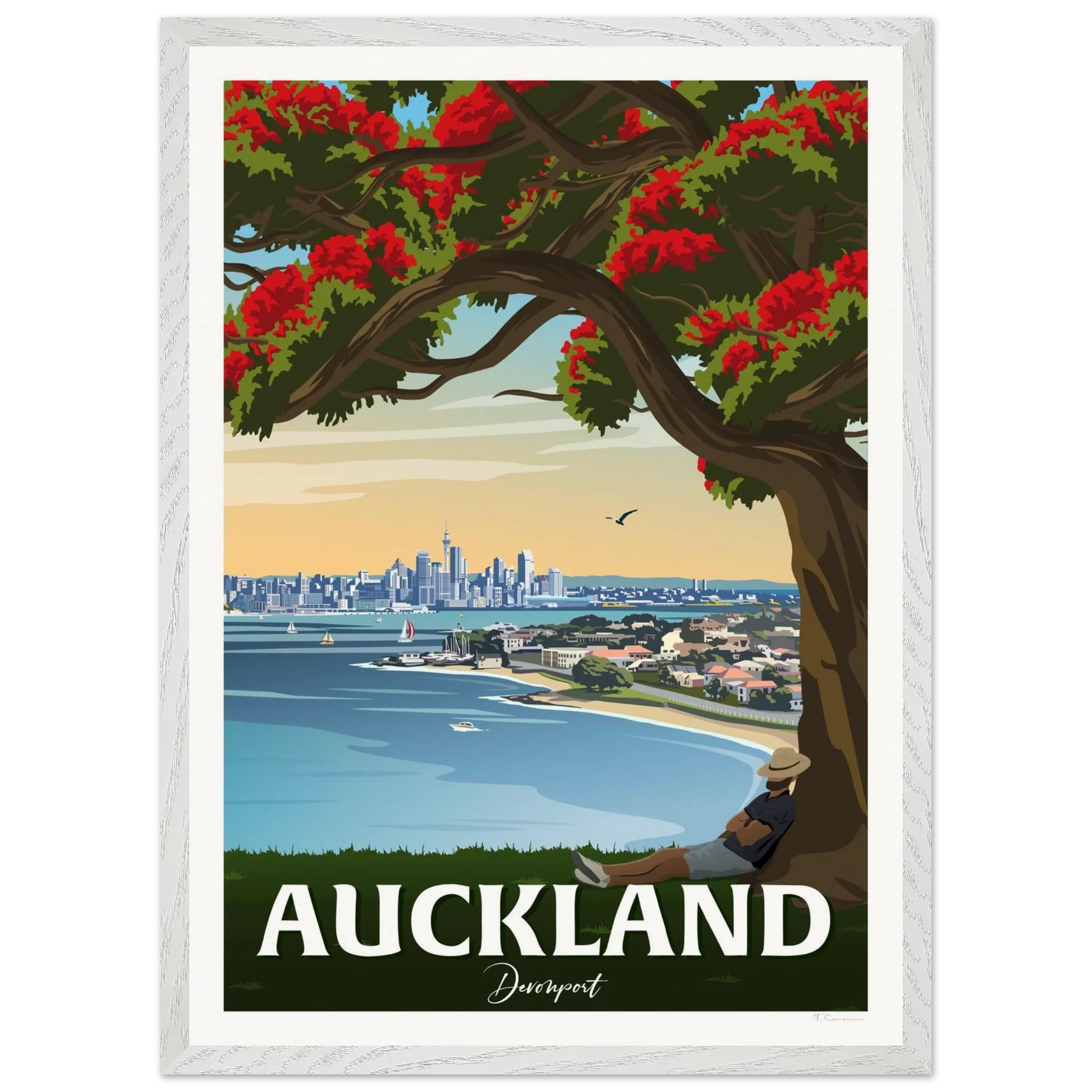 Auckland from Northhead New Zealand Travel Poster