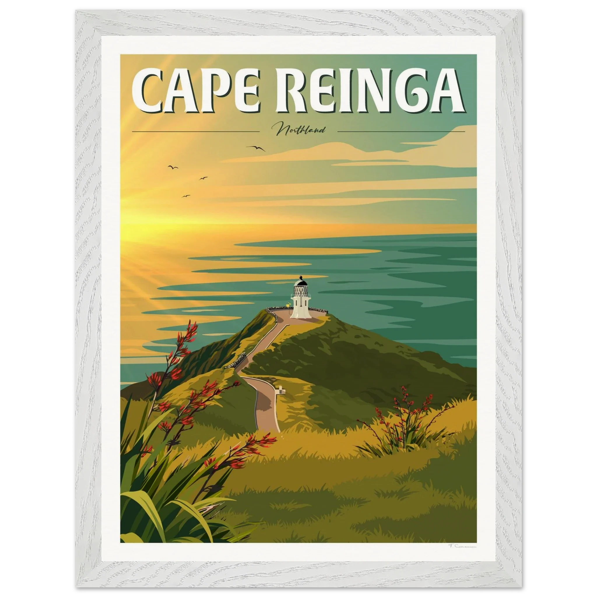 Cape Reinga Sunset Travel Poster, New Zealand