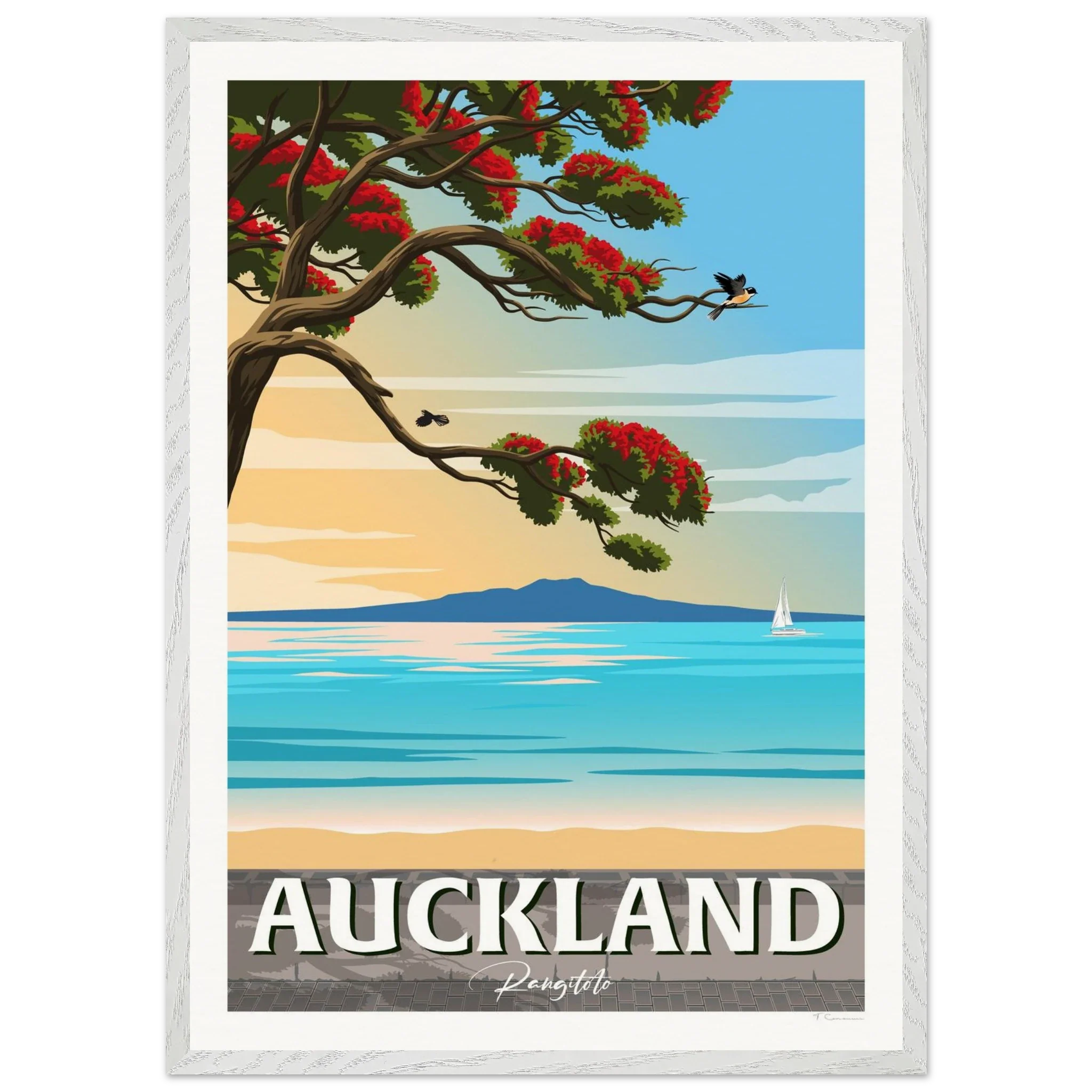 Rangitoto Island New Zealand Travel Poster