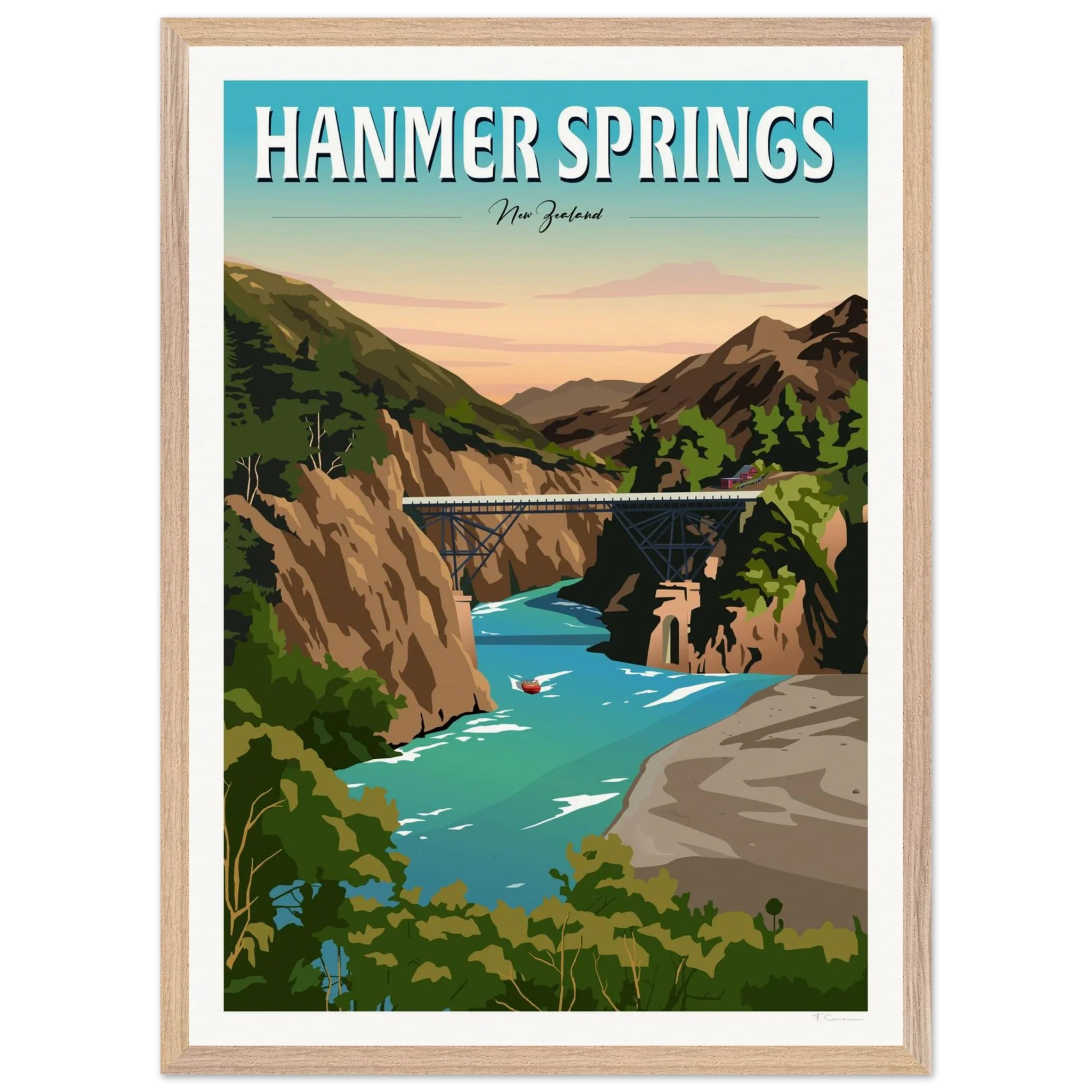 Hanmer Springs Travel Poster, New Zealand