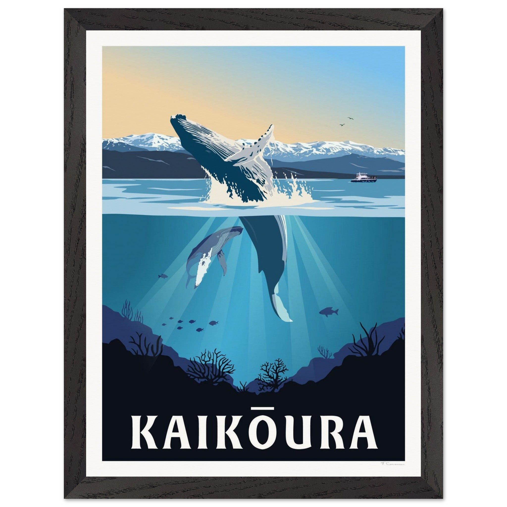 Kaikōura Whale Watching - Travel Poster, New Zealand