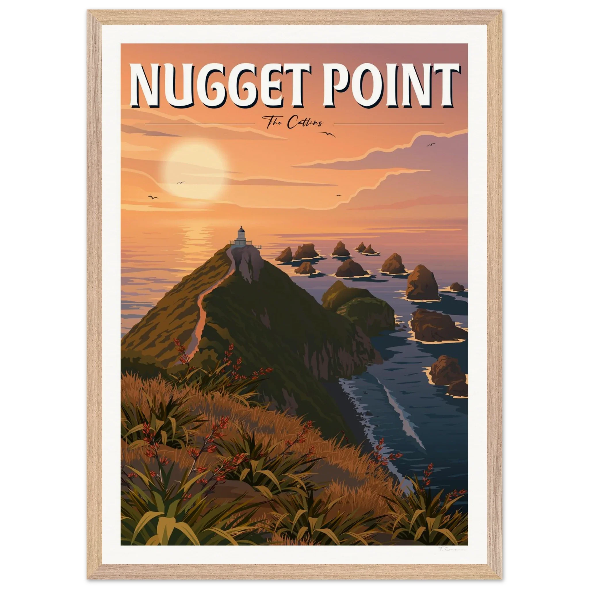 Nugget Point Travel Poster, Otago, New Zealand