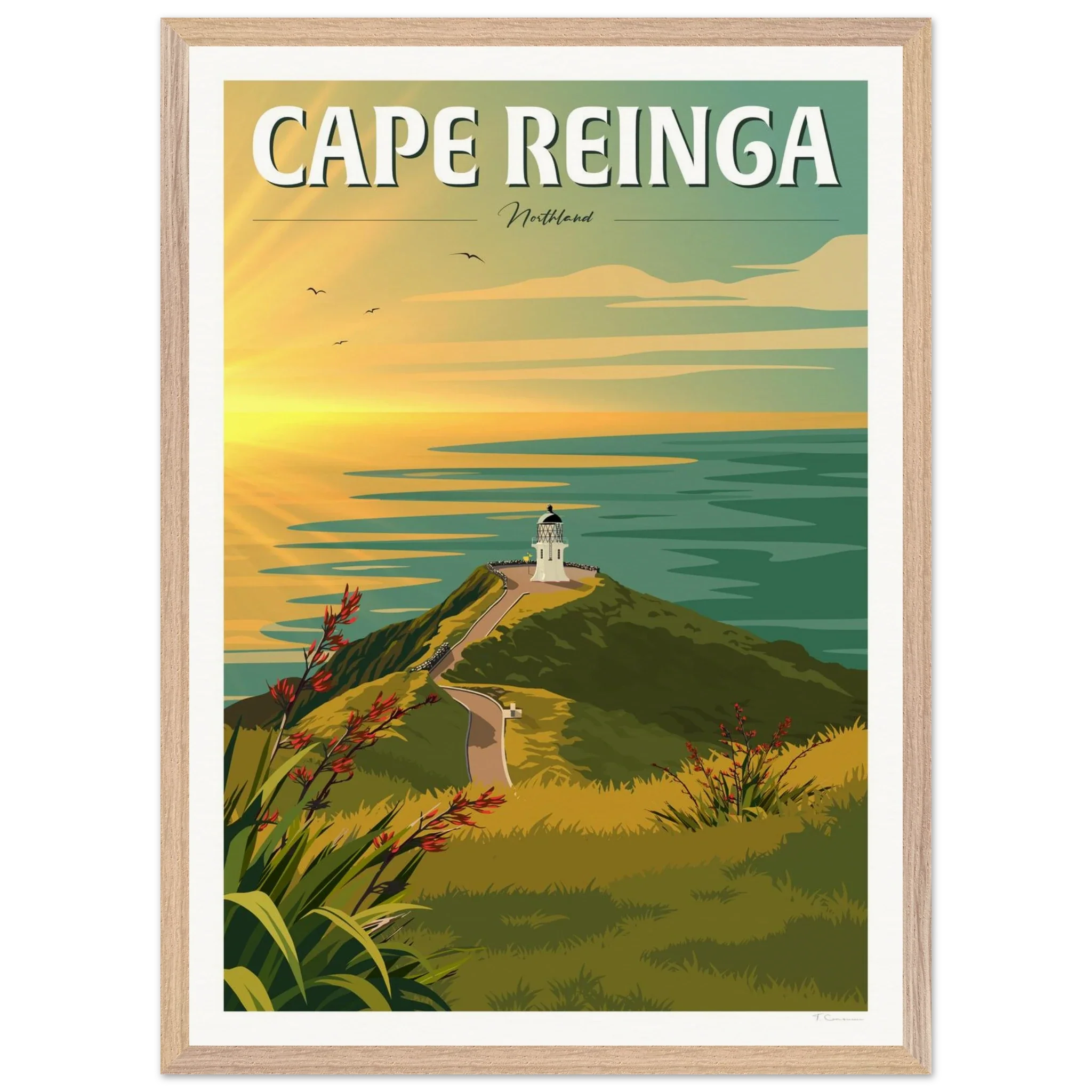 Cape Reinga Sunset Travel Poster, New Zealand