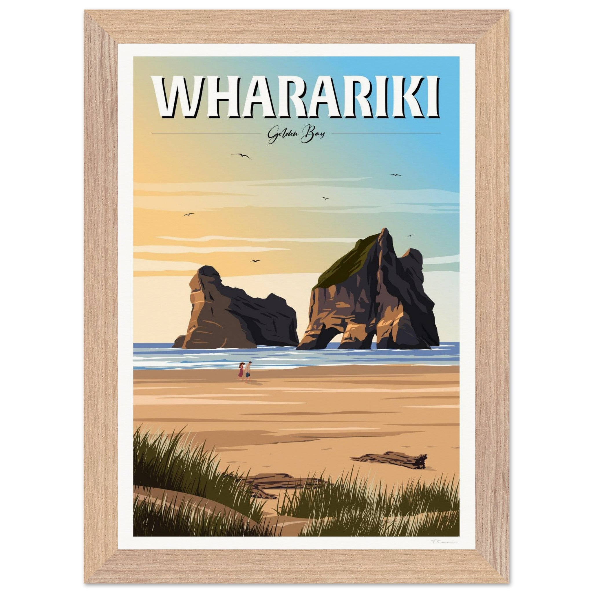 Wharariki Golden Bay Travel Poster, New Zealand