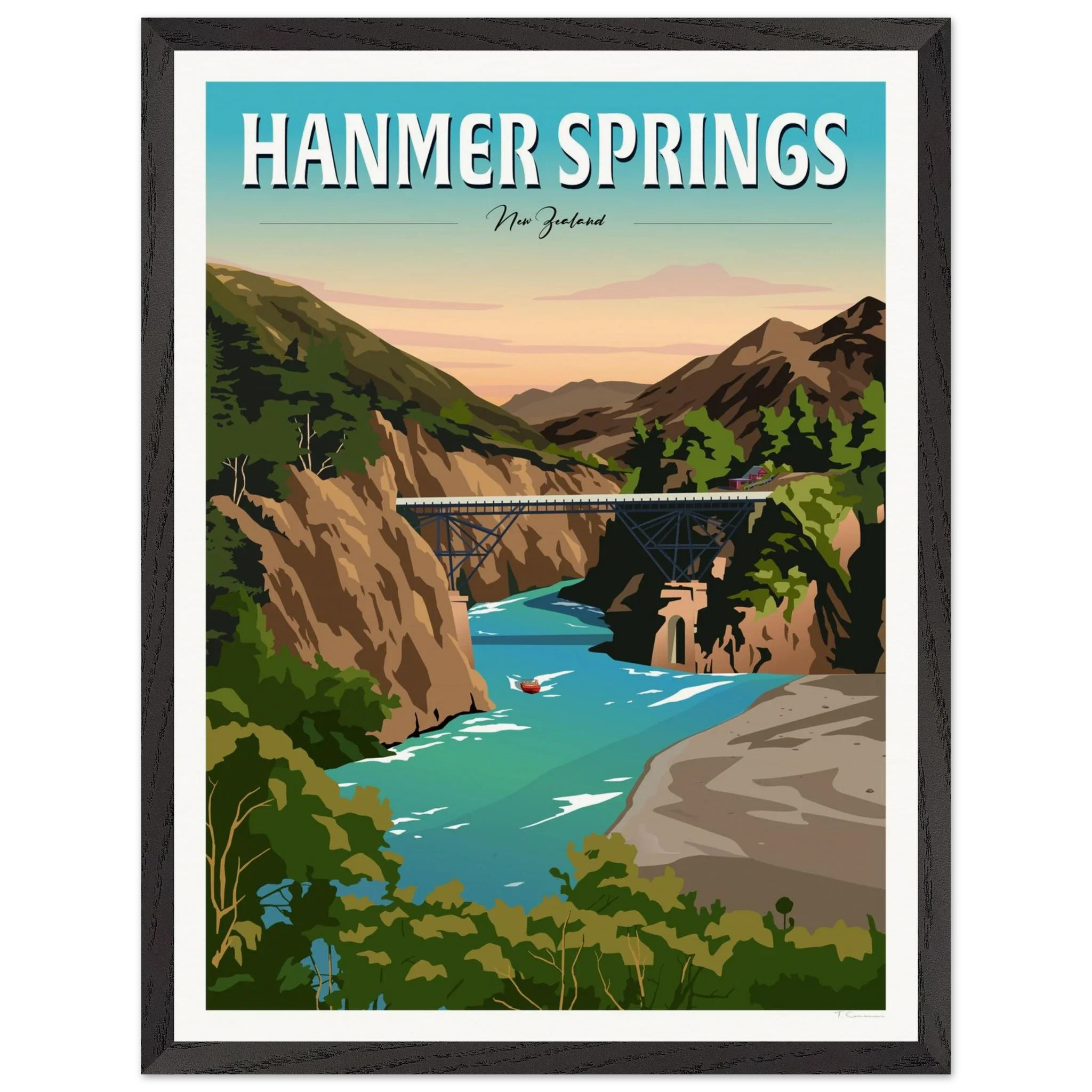 Hanmer Springs Travel Poster, New Zealand