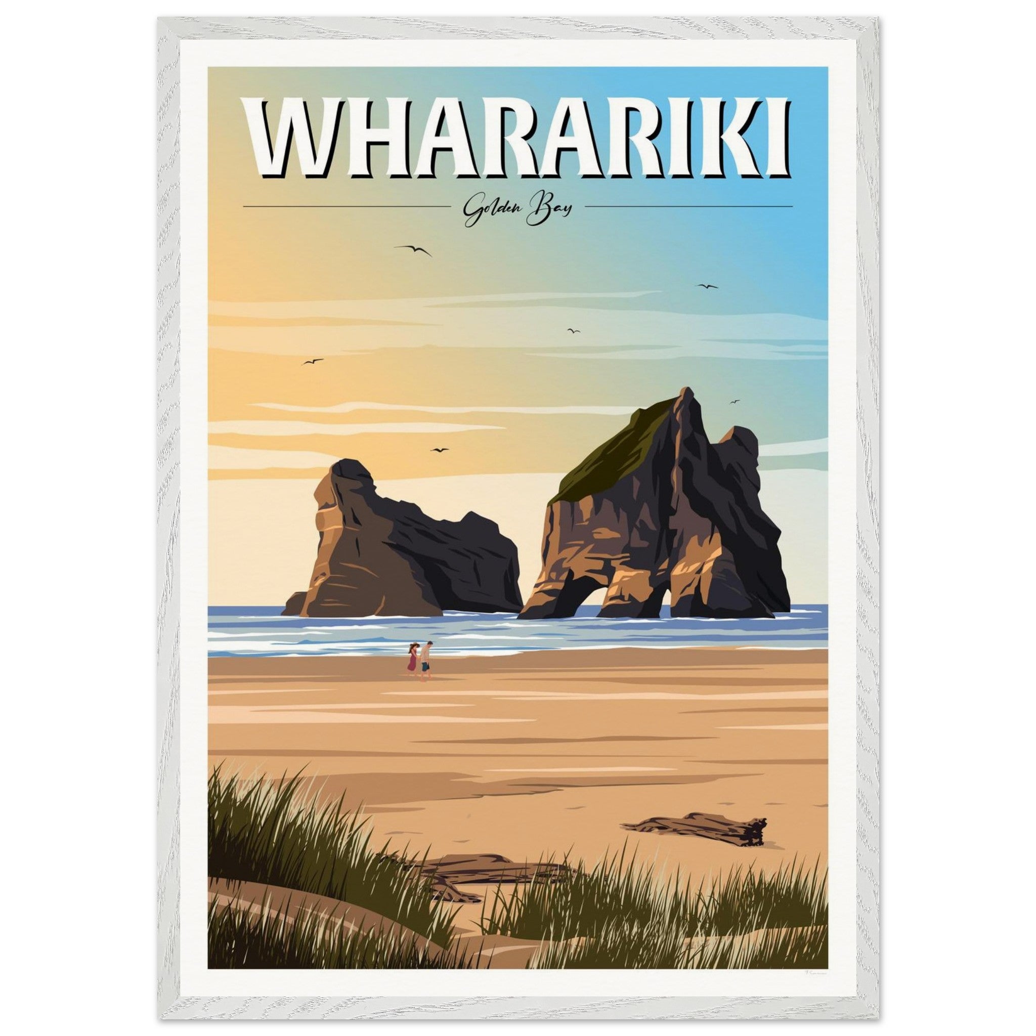 Wharariki Golden Bay Travel Poster, New Zealand