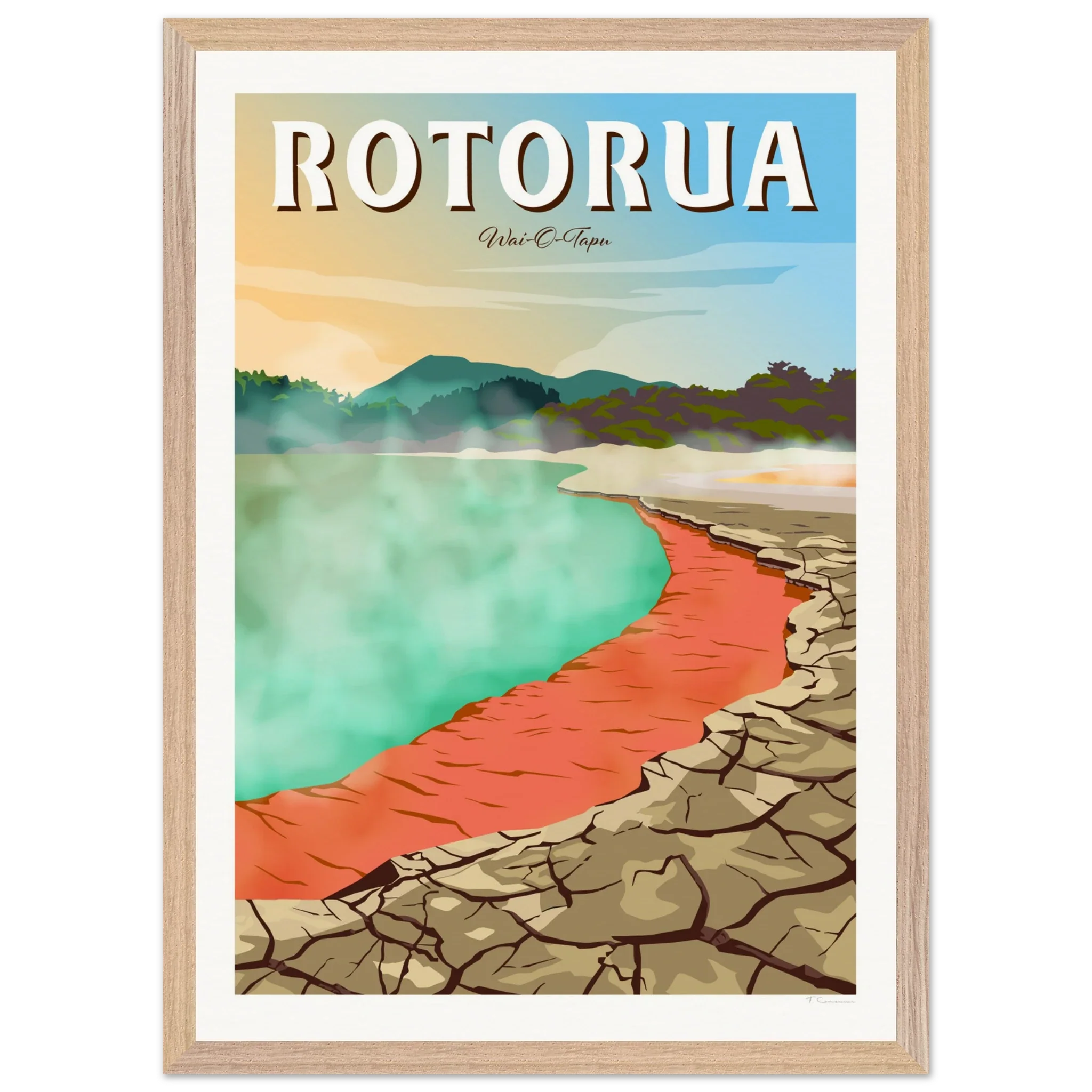 Rotorua Waiotapu New Zealand Travel Poster